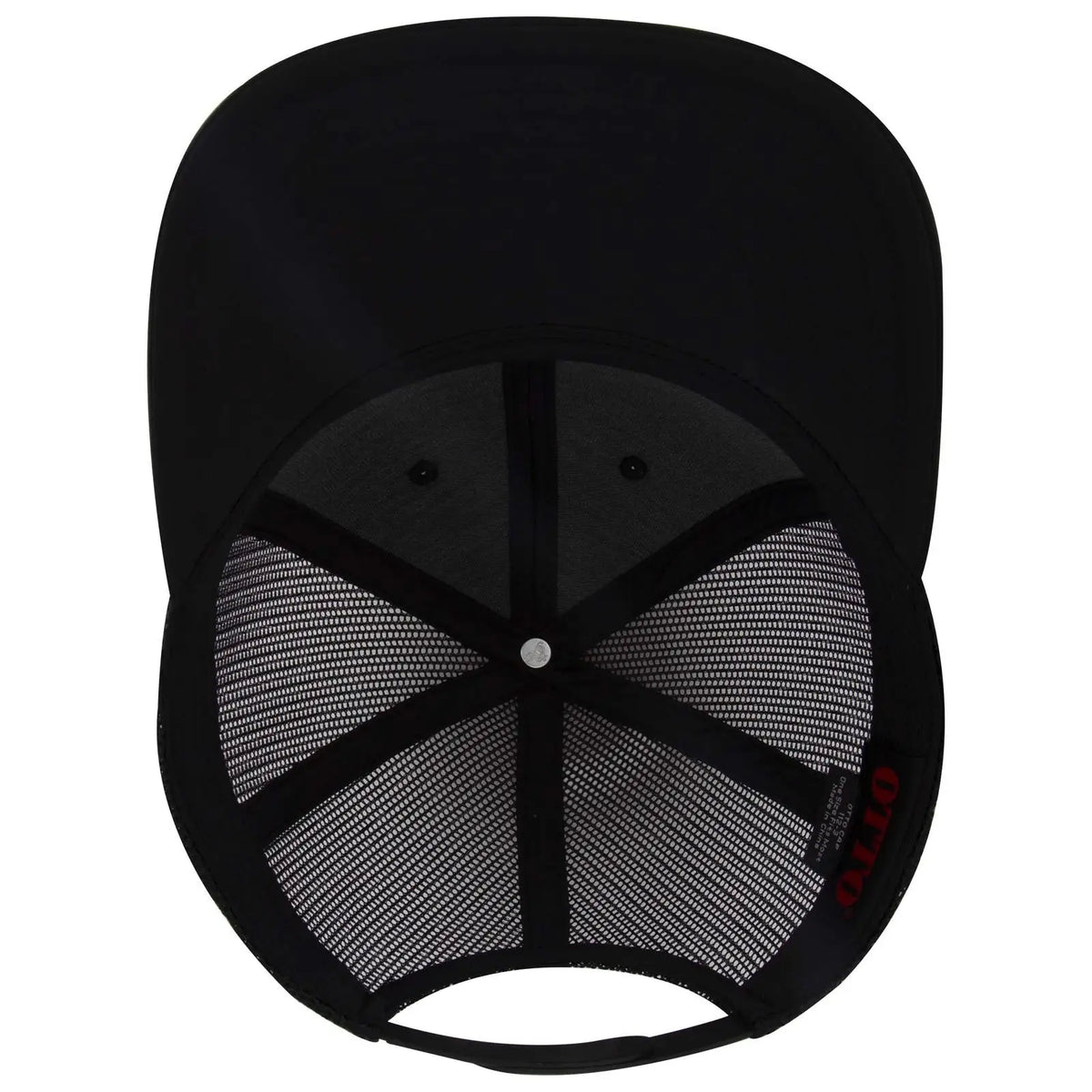 Otto 112-3 6 Panel Mid Profile Mesh Back Trucker Cap - Black - 7 3/8’’ - 5/8’’
