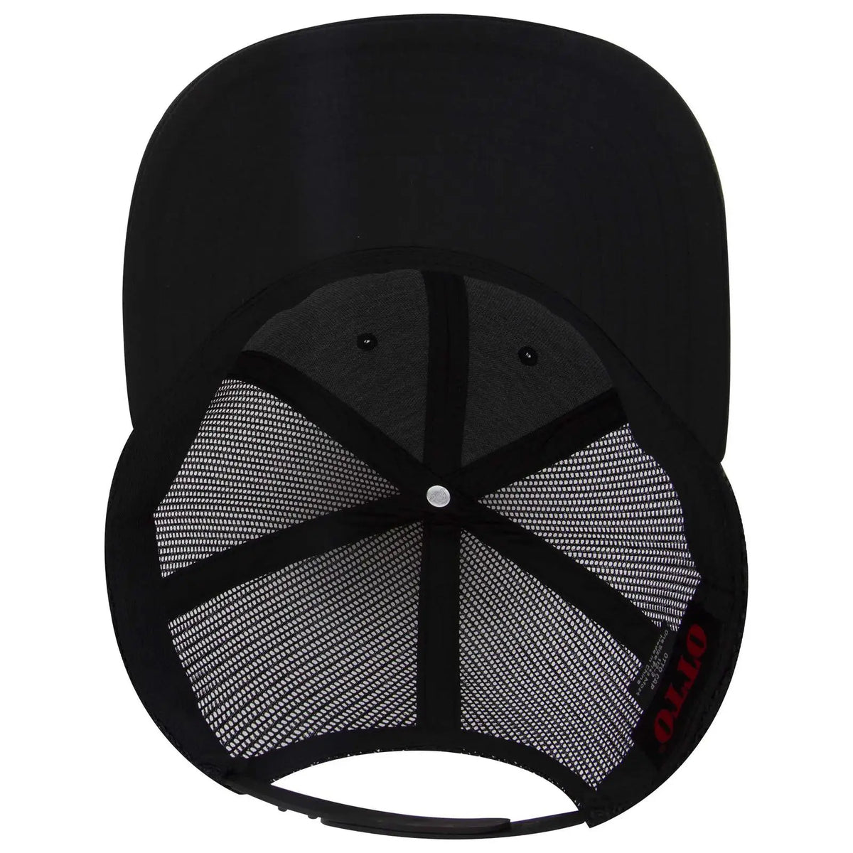 Otto 112-3 6 Panel Mid Profile Mesh Back Trucker Cap - Black - 7 3/8’’ - 5/8’’
