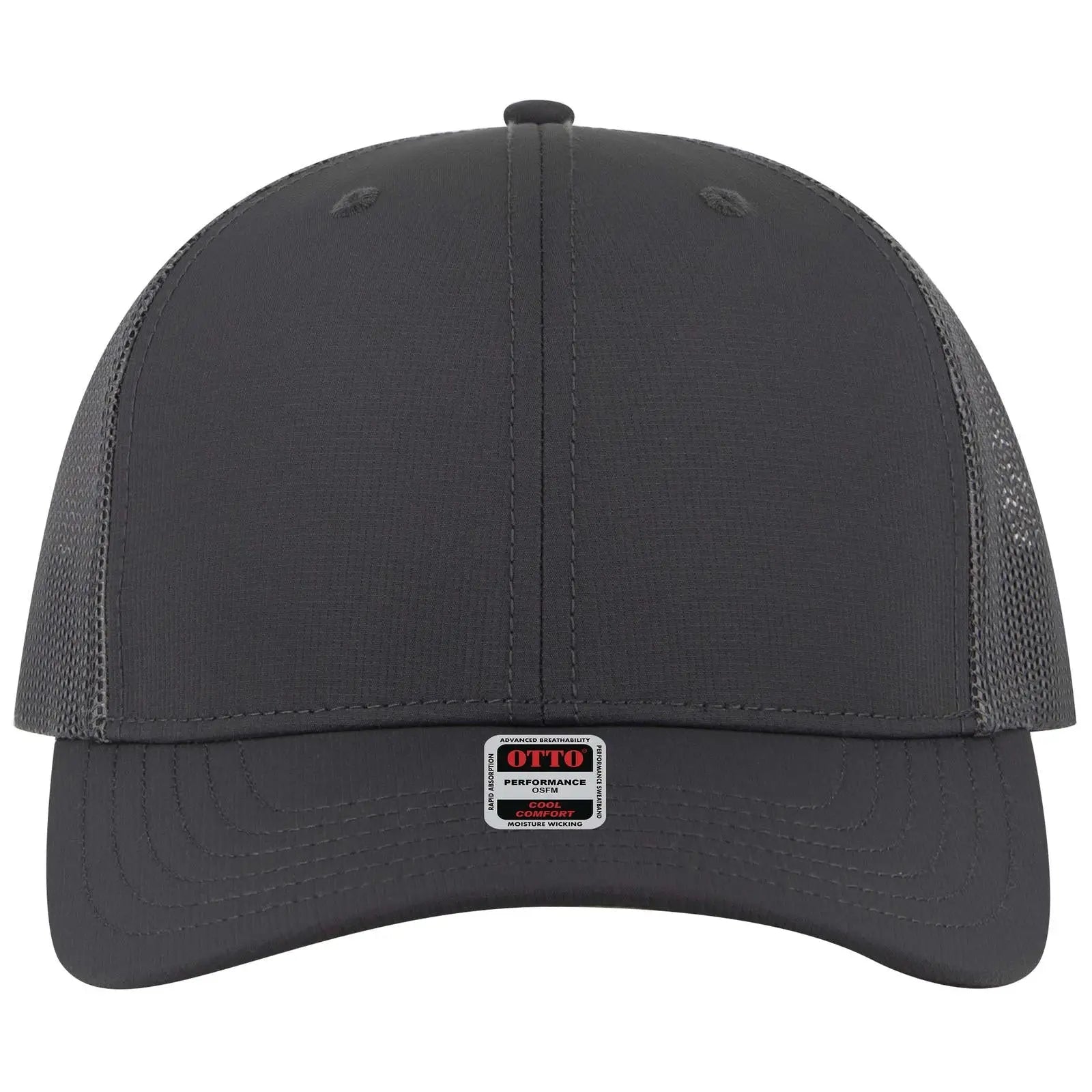 Otto 112-3 6 Panel Mid Profile Mesh Back Trucker Cap - Char. Gray - 7 3/8’’ - 5/8’’