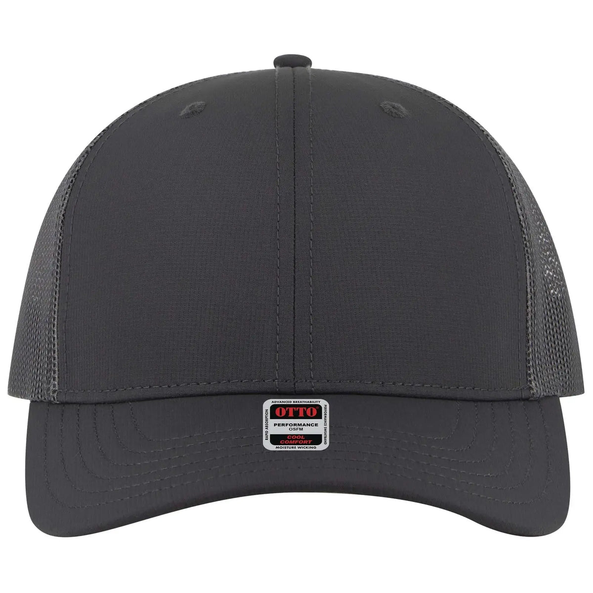 Otto 112-3 6 Panel Mid Profile Mesh Back Trucker Cap - Char. Gray