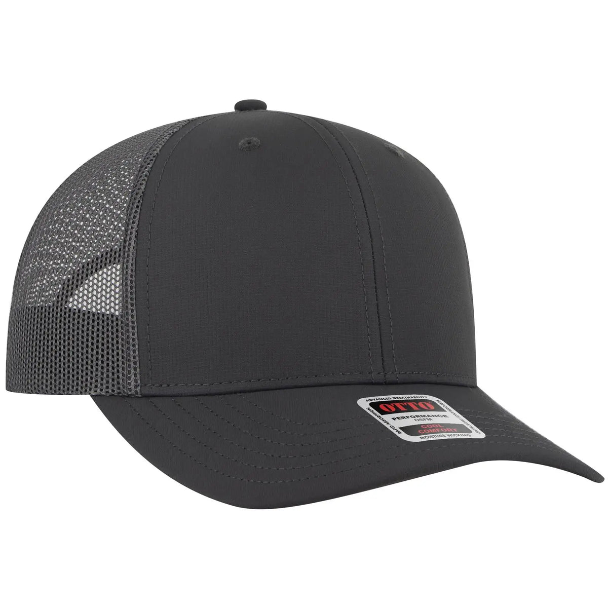 Otto 112-3 6 Panel Mid Profile Mesh Back Trucker Cap - Char. Gray