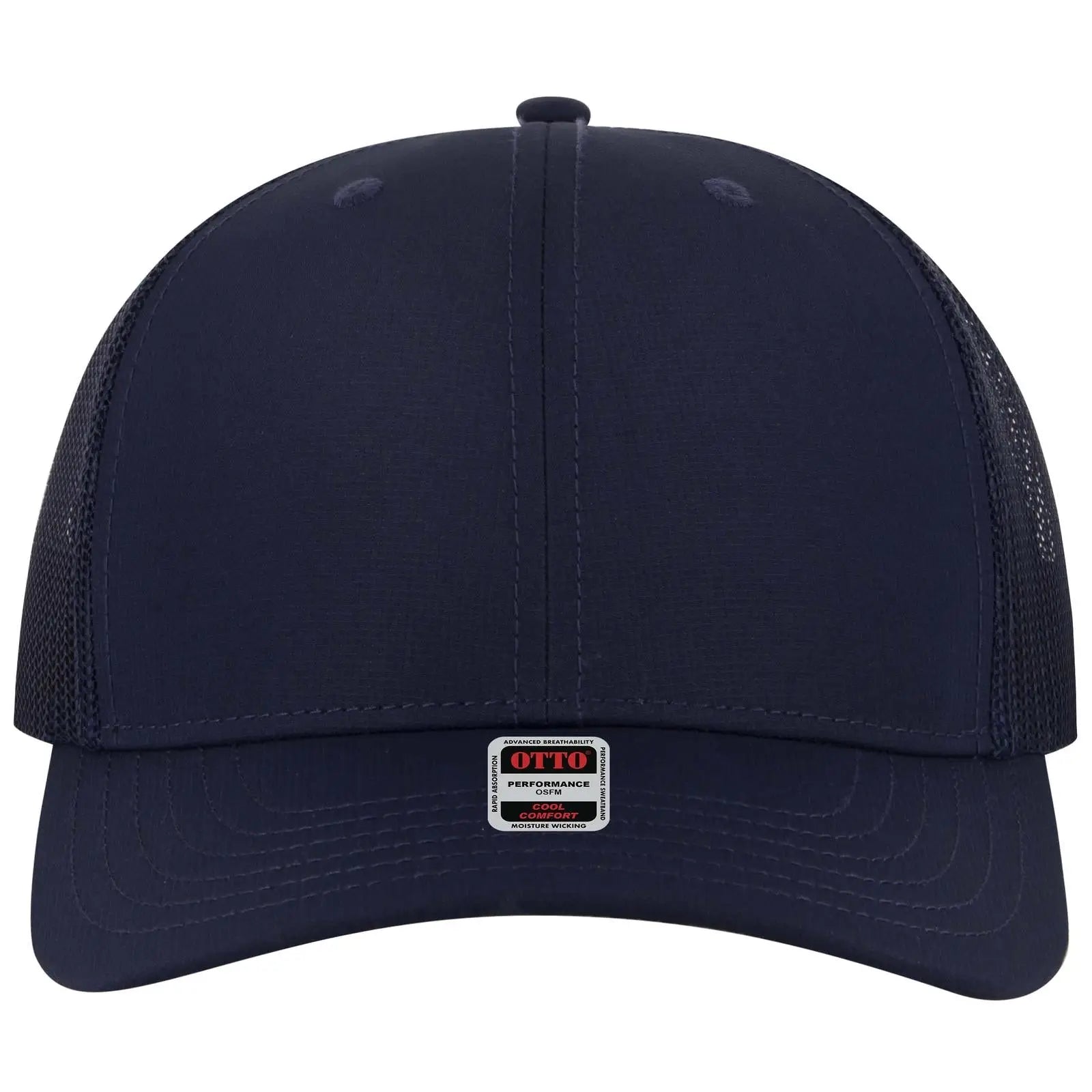 Otto 112-3 6 Panel Mid Profile Mesh Back Trucker Cap - Navy - 7 3/8’’ - 5/8’’