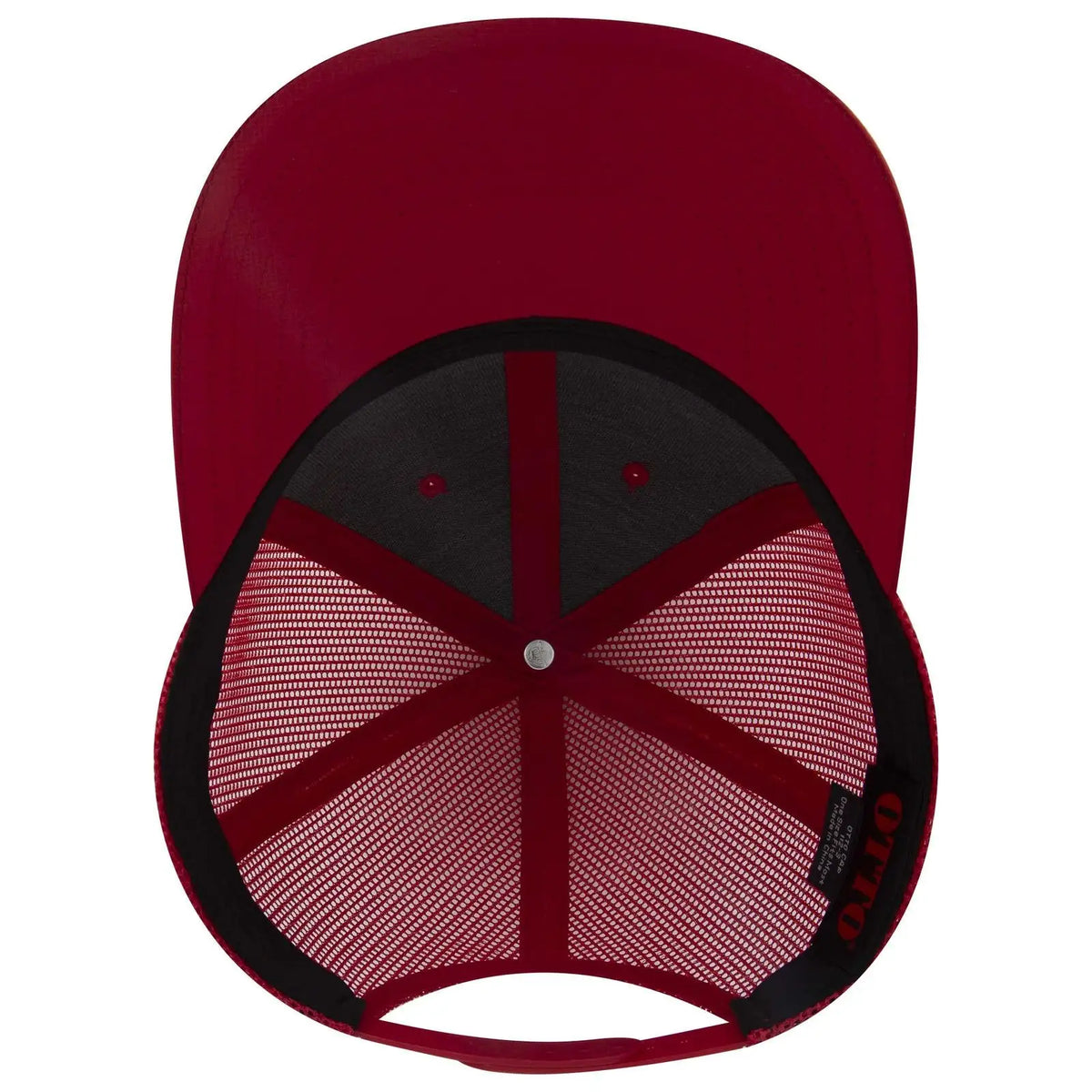Otto 112-3 6 Panel Mid Profile Mesh Back Trucker Cap - Red - 7 3/8’’ - 5/8’’