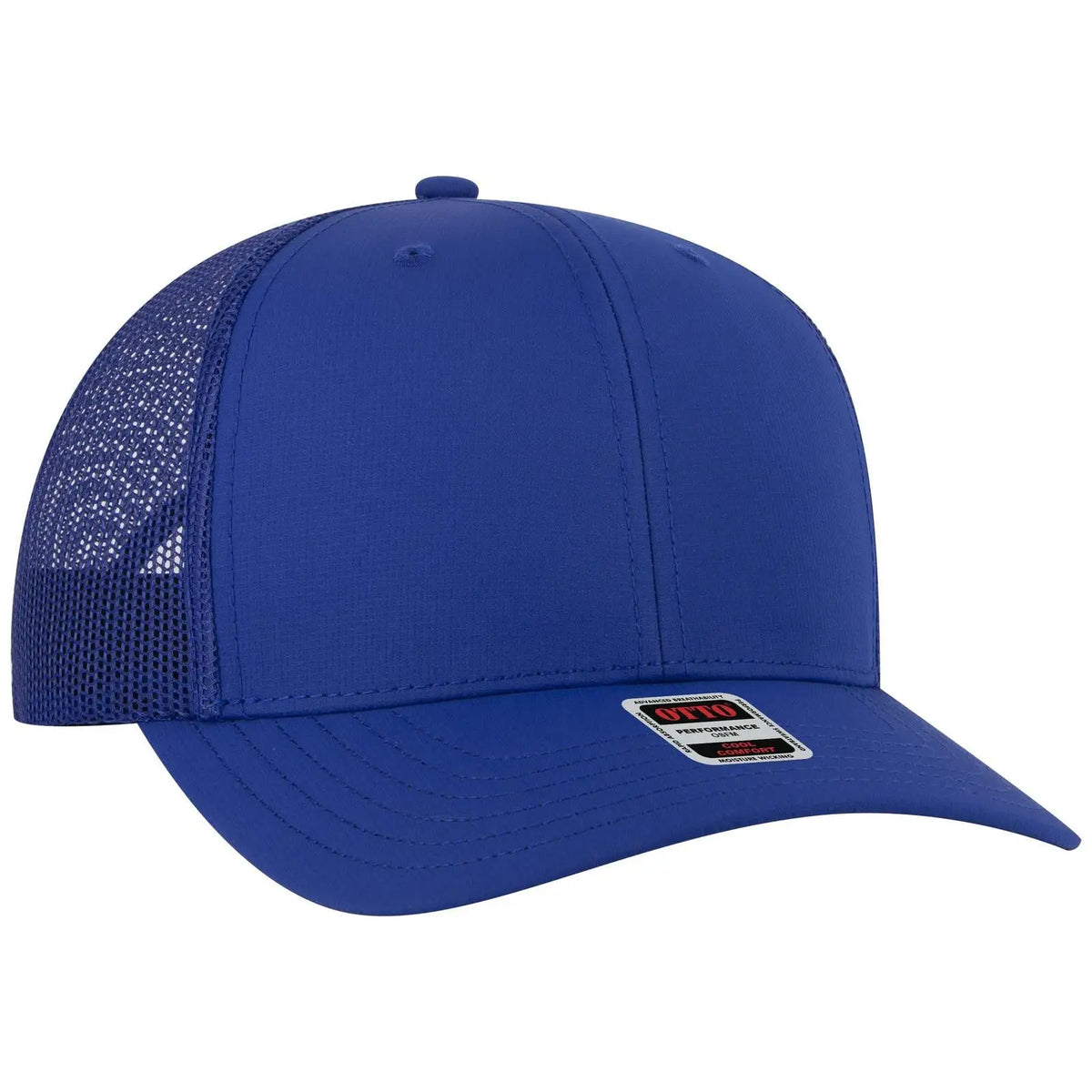 Otto 112-3 6 Panel Mid Profile Mesh Back Trucker Cap - Royal