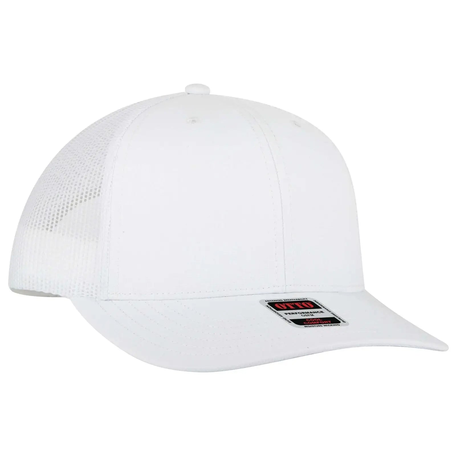 Otto 112-3 6 Panel Mid Profile Mesh Back Trucker Cap - White - 7 3/8’’ - 5/8’’