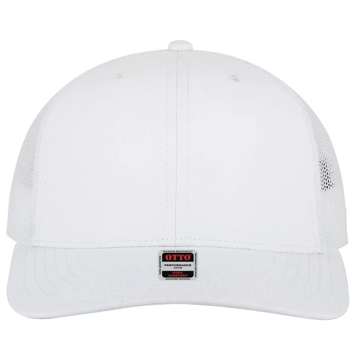 Otto 112-3 6 Panel Mid Profile Mesh Back Trucker Cap - White - 7 3/8’’ - 5/8’’