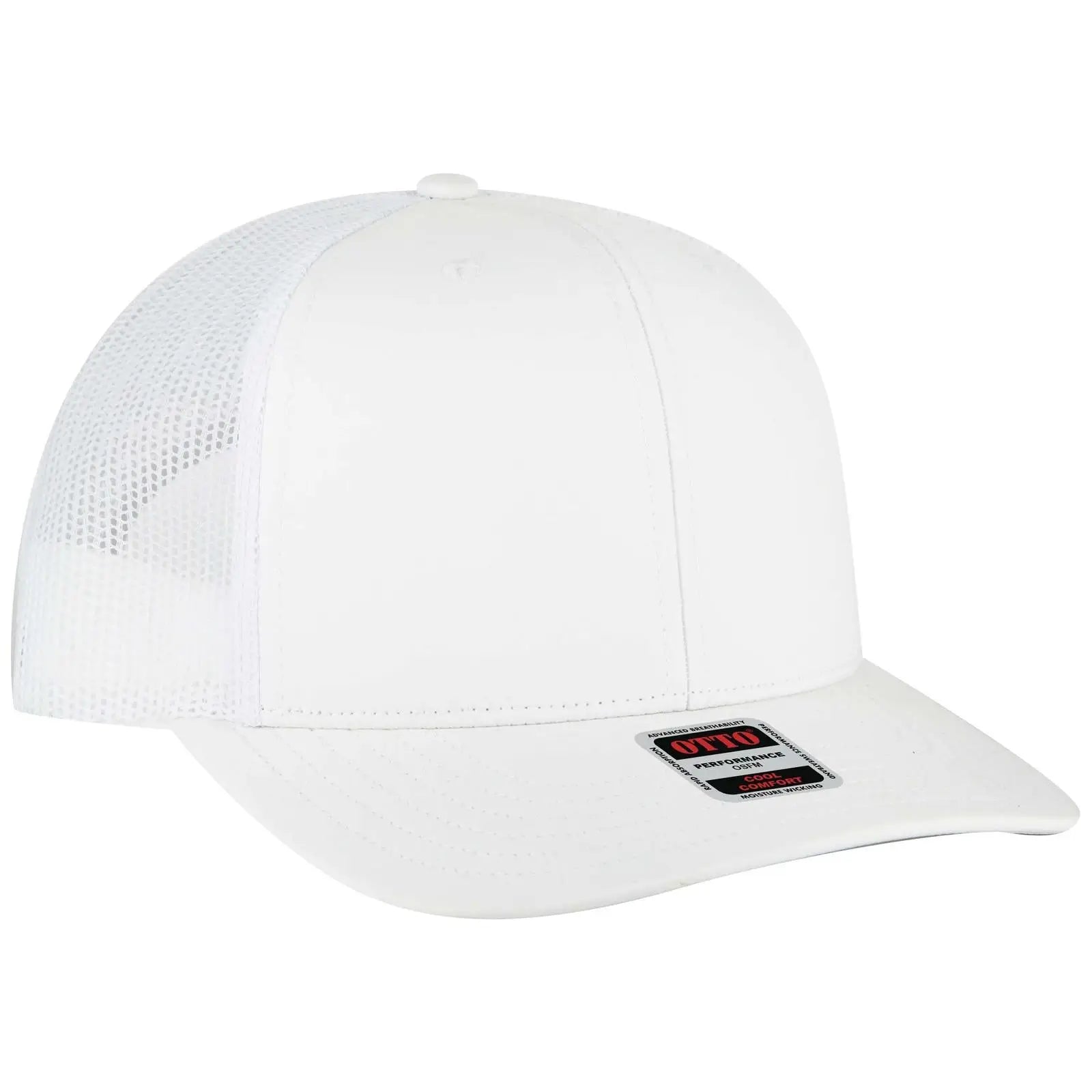 Otto 112-3 6 Panel Mid Profile Mesh Back Trucker Cap - Wht - 7 3/8’’ - 5/8’’