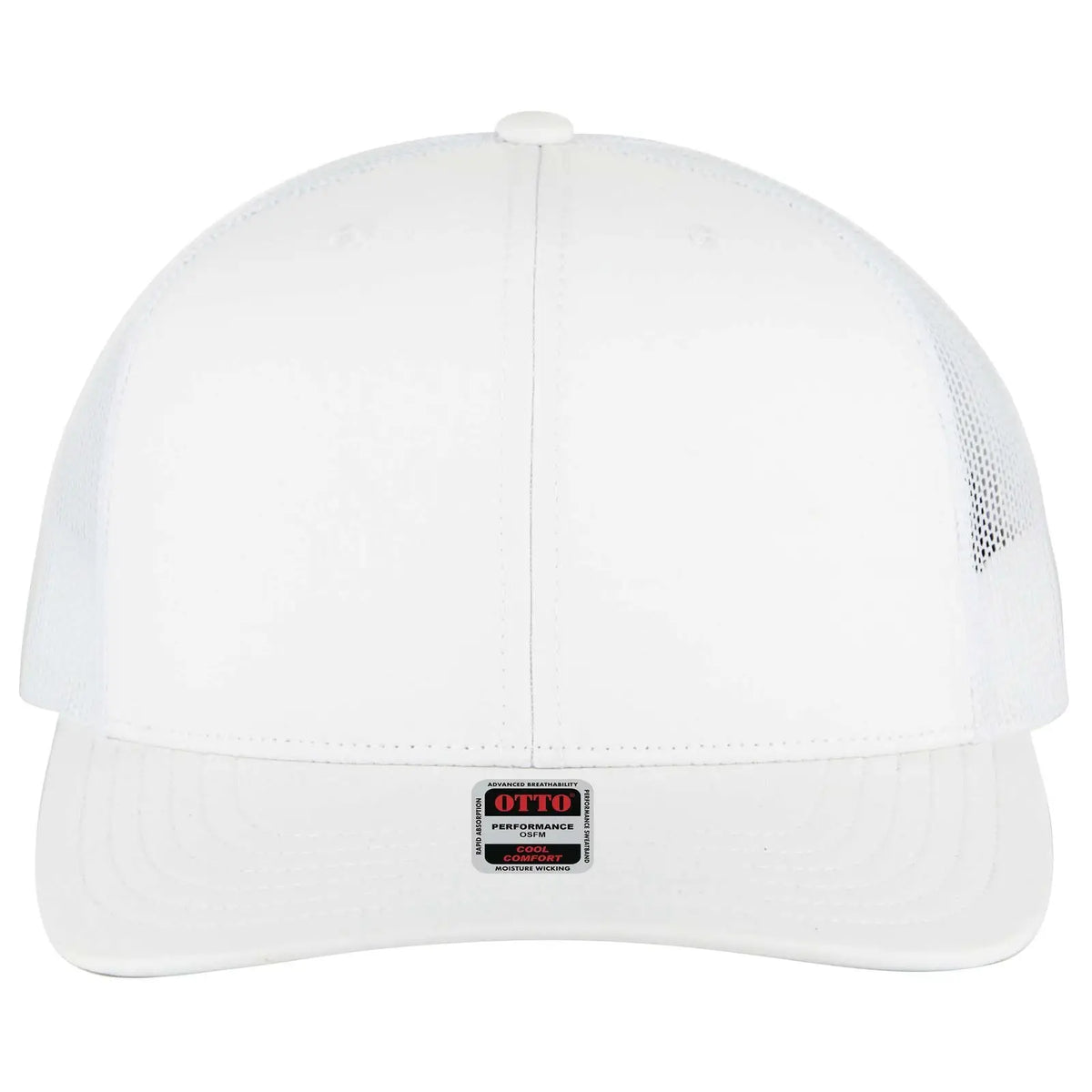 Otto 112-3 6 Panel Mid Profile Mesh Back Trucker Cap - Wht - 7 3/8’’ - 5/8’’