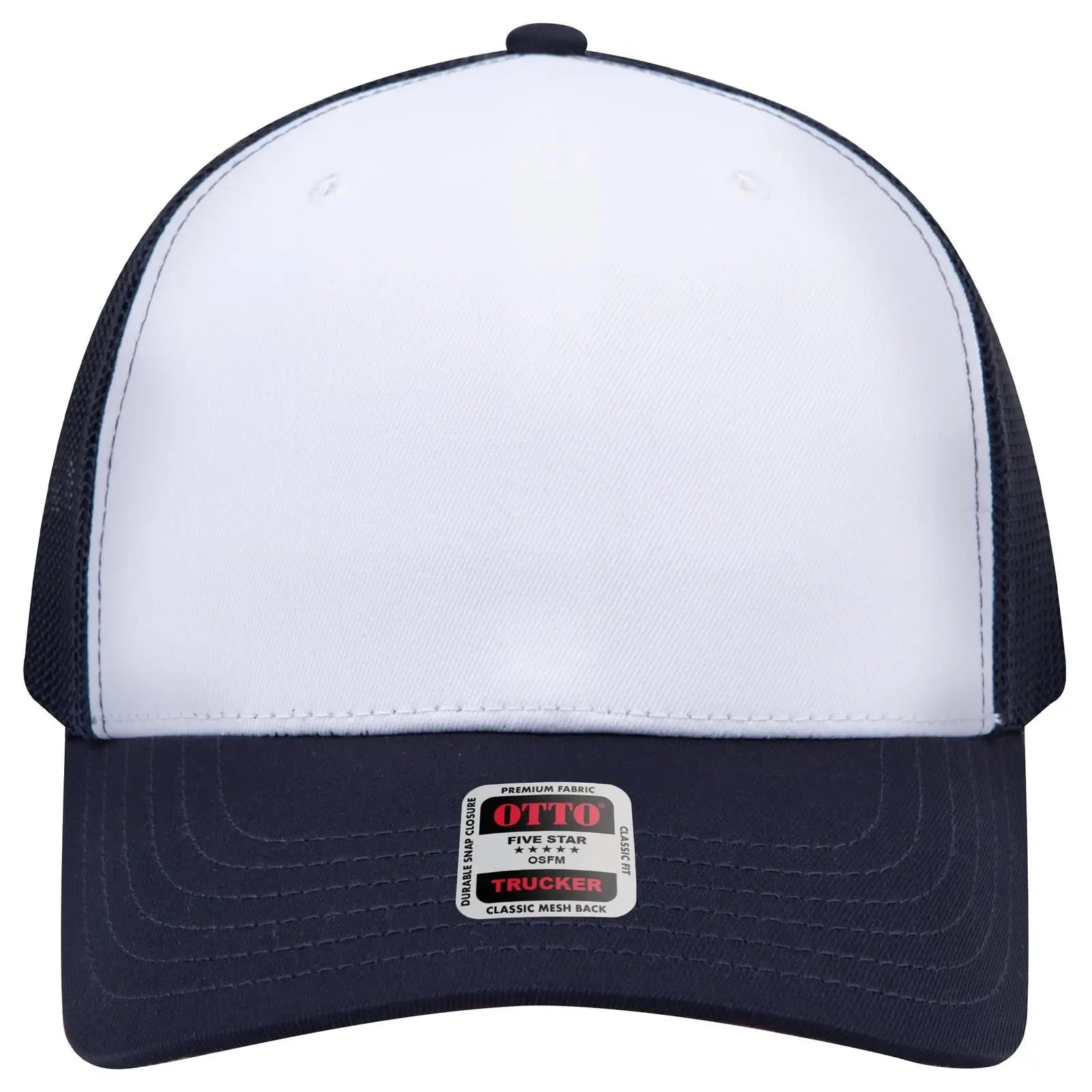 Otto 1120-1 Seamless 6 Panel Mid Profile Mesh Back Trucker Cap - Nvy/wht/nvy - 7 3/8’’ - 5/8’’