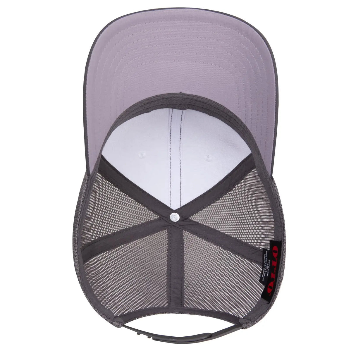 Otto 1120-1 Seamless 6 Panel Mid Profile Mesh Back Trucker Cap - Ch.gry/wht/ch.gry - 7 3/8’’ - 5/8’’