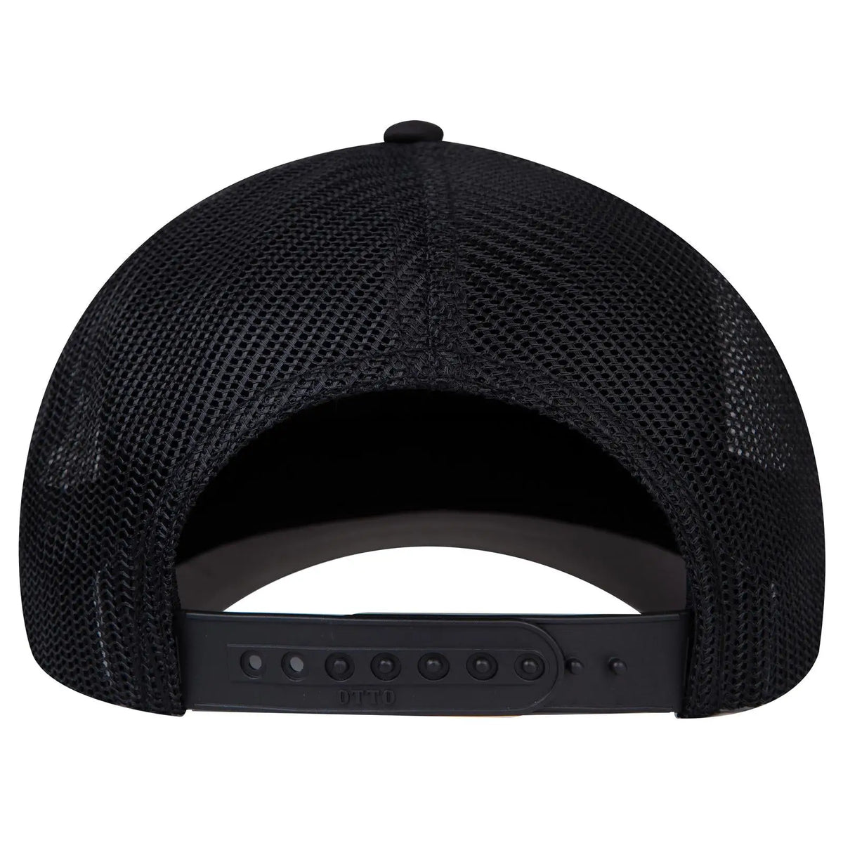 Otto 1120-1 Seamless 6 Panel Mid Profile Mesh Back Trucker Cap - Black - 7 3/8’’ - 5/8’’