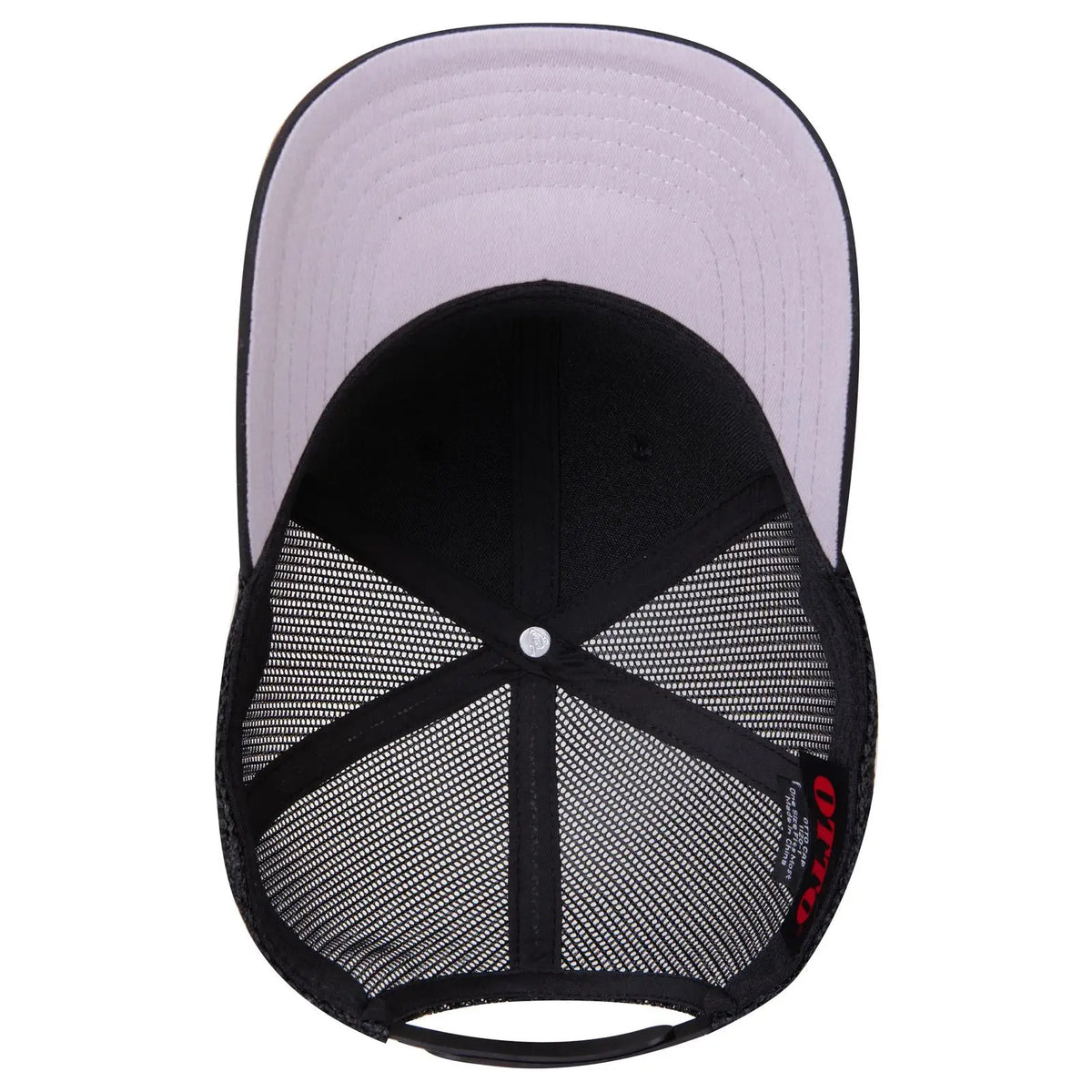 Otto 1120-1 Seamless 6 Panel Mid Profile Mesh Back Trucker Cap - Black - 7 3/8’’ - 5/8’’