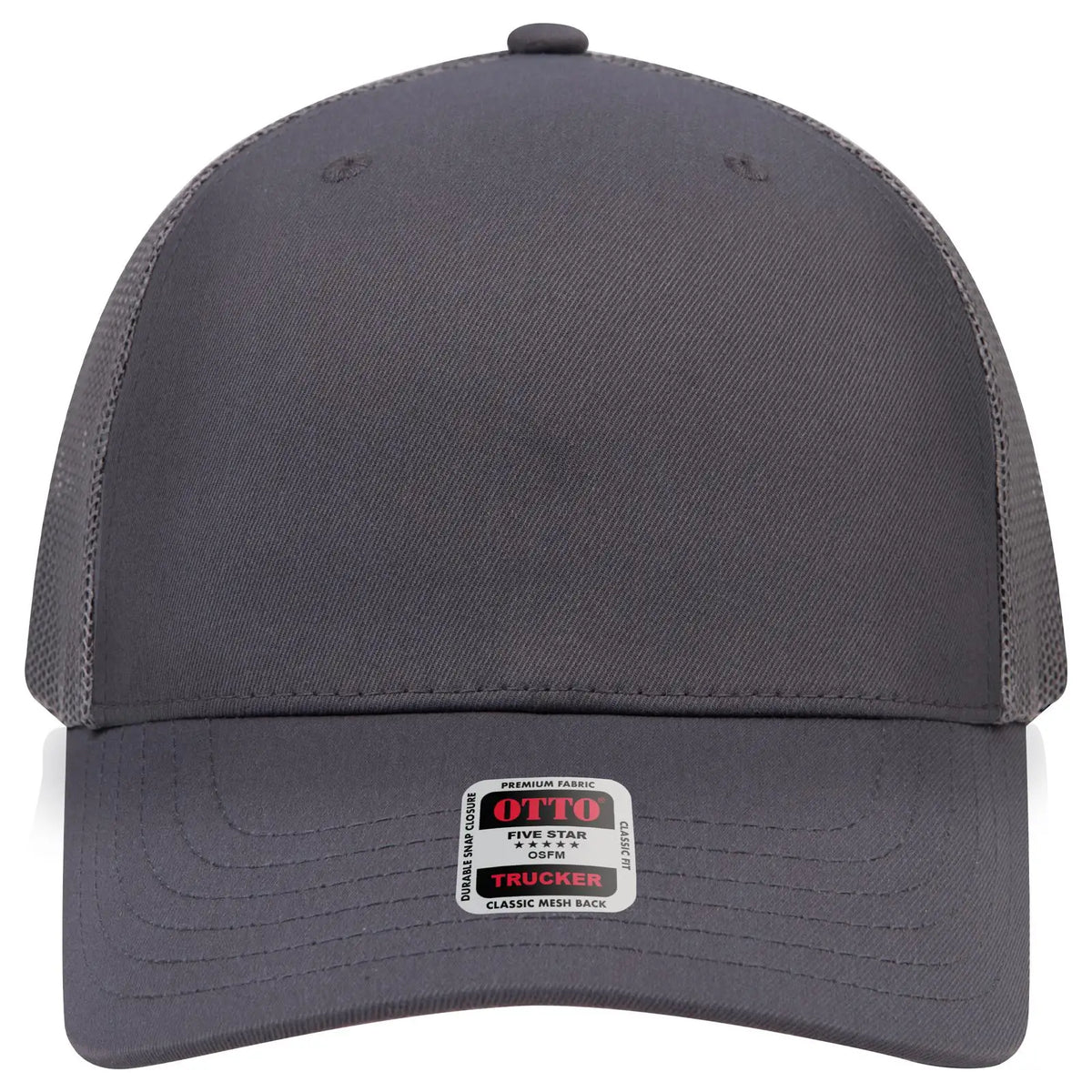 Otto 1120-1 Seamless 6 Panel Mid Profile Mesh Back Trucker Cap - Char. Gray - 7 3/8’’ - 5/8’’