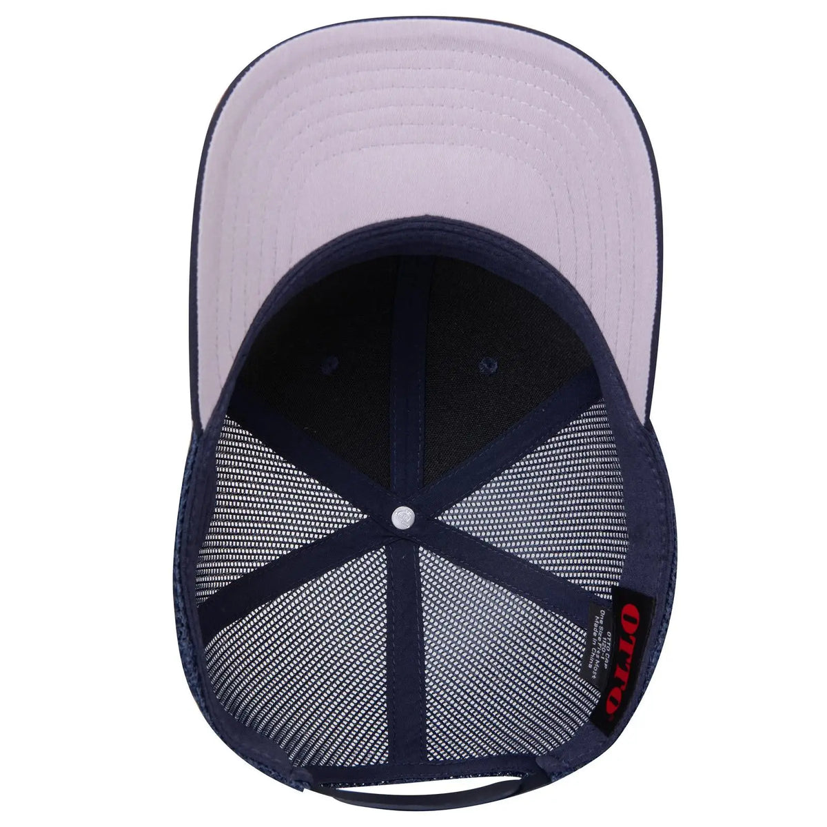 Otto 1120-1 Seamless 6 Panel Mid Profile Mesh Back Trucker Cap - Navy - 7 3/8’’ - 5/8’’