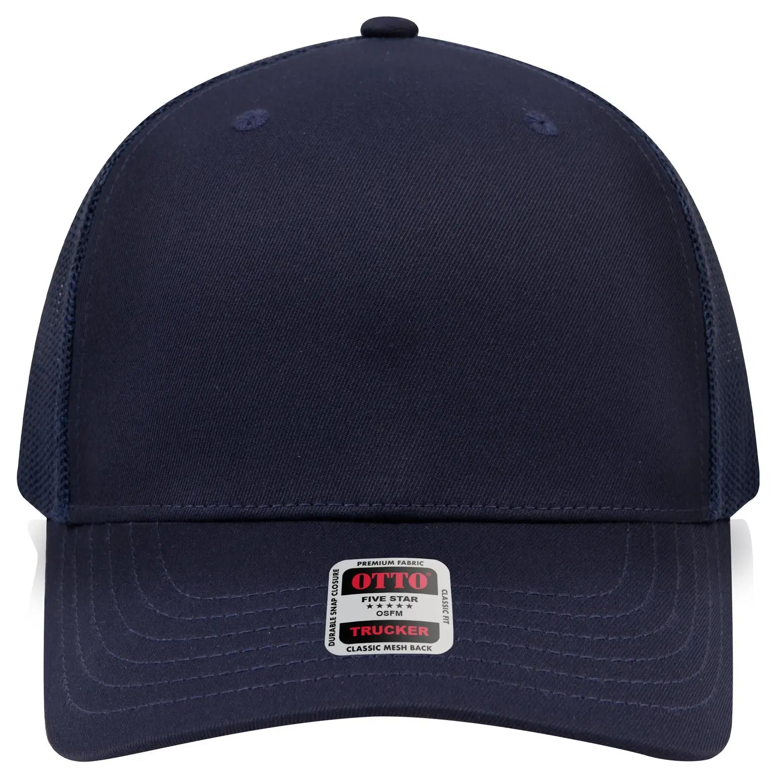 Otto 1120-1 Seamless 6 Panel Mid Profile Mesh Back Trucker Cap - Navy - 7 3/8’’ - 5/8’’