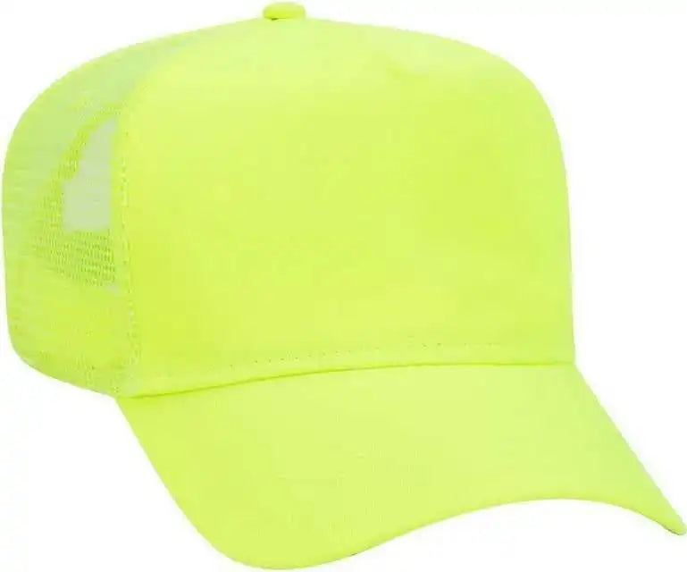 Otto 117-821 Neon 5 Panel Mid Profile Mesh Back Trucker Cap - Yellow - one Size Fits Most