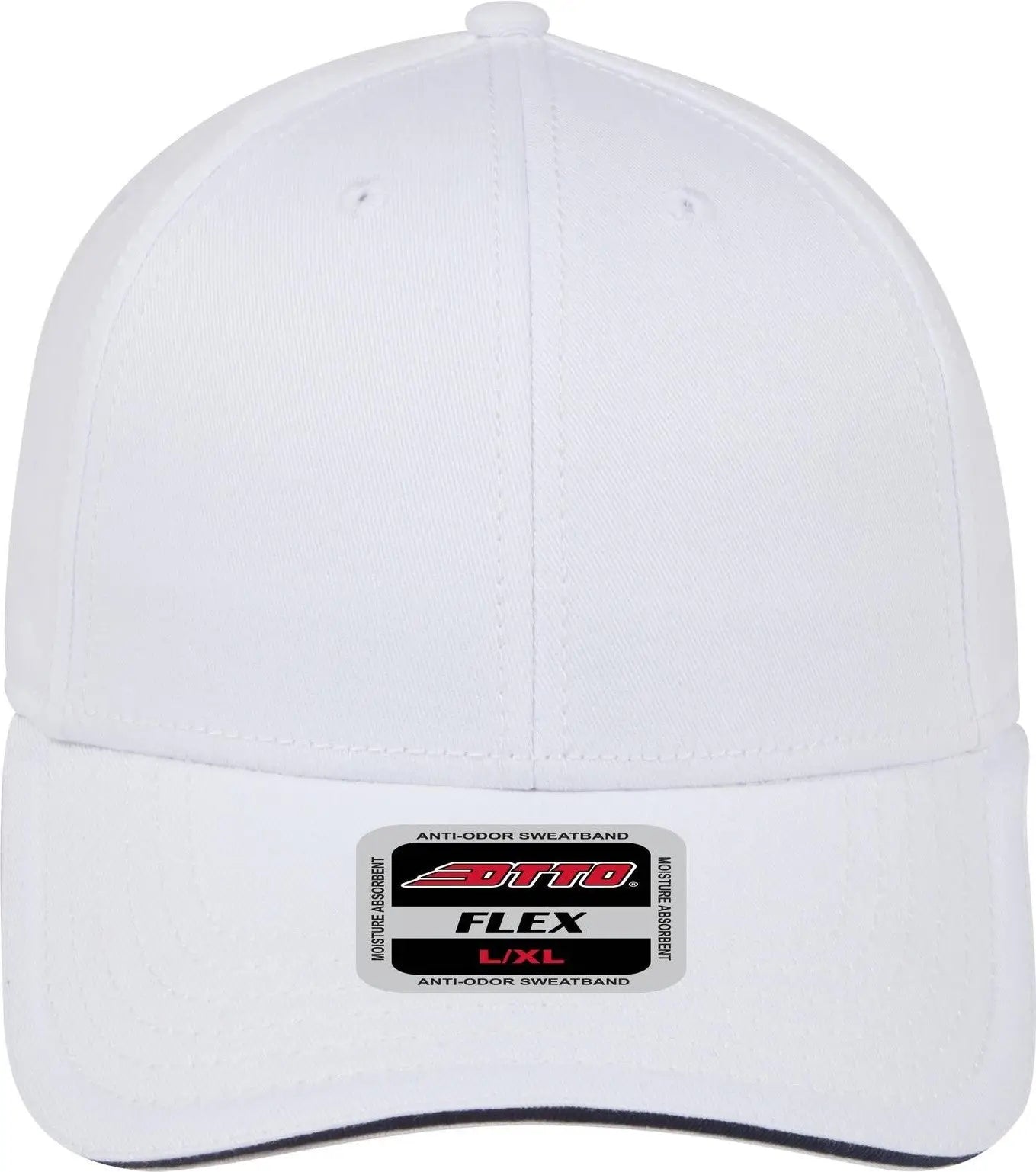 Otto 12-1163 ?Otto Flex’ Fitted 6 Panel Low Profile Baseball Cap - Wht/wht/nvy