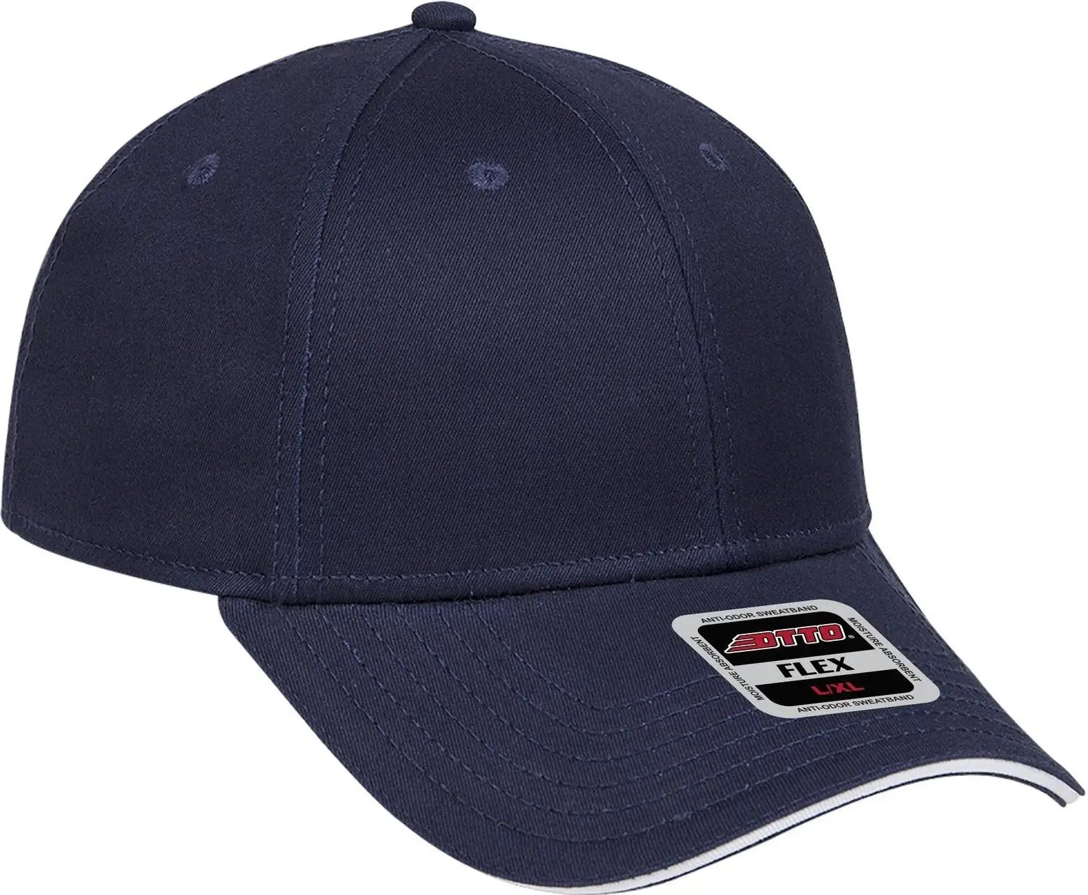 Otto 12-1163 ?Otto Flex’ Fitted 6 Panel Low Profile Baseball Cap - Nvy/nvy/wht - 7’’ - 7 1/4’’