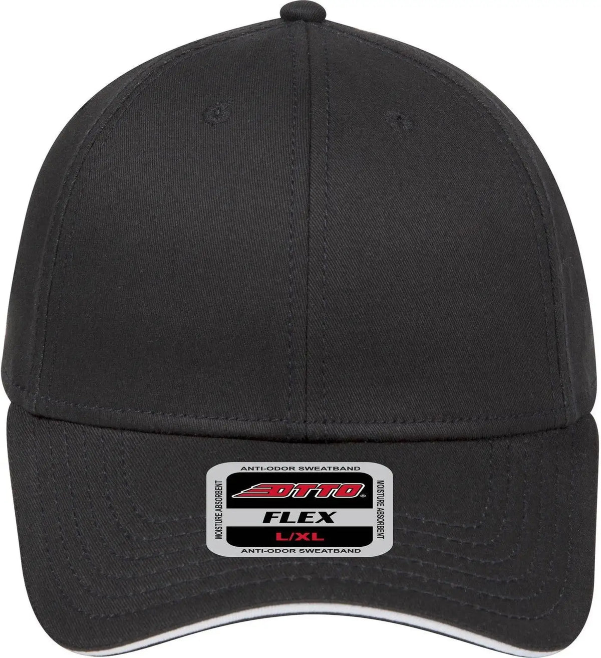 Otto 12-1163 ?Otto Flex’ Fitted 6 Panel Low Profile Baseball Cap - Blk/blk/wht - 7’’ - 7 1/4’’