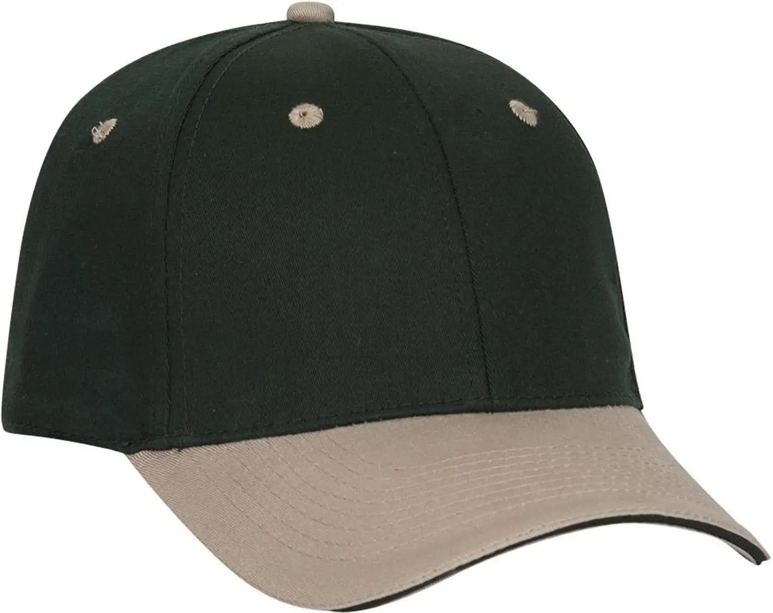 Otto 12-267 ?Otto Flex’ Fitted 6 Panel Low Profile Baseball Cap - Kha/dk.grn/dk.grn - 7’’ - 7 1/4’’