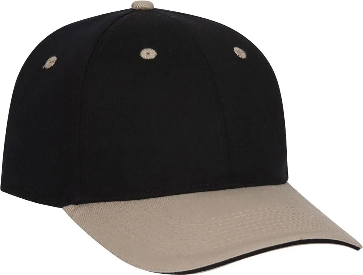 Otto 12-267 ?Otto Flex’ Fitted 6 Panel Low Profile Baseball Cap - Kha/blk/blk - 7’’ - 7 1/4’’