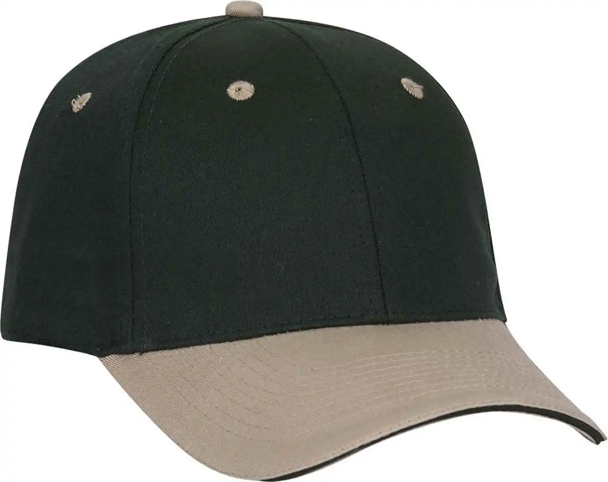 Otto 12-267 Stretchable Deluxe Brushed Cotton Twill Sandwich Visor Low Profile Pro Style Cap (s/m) - Khaki Dark Green