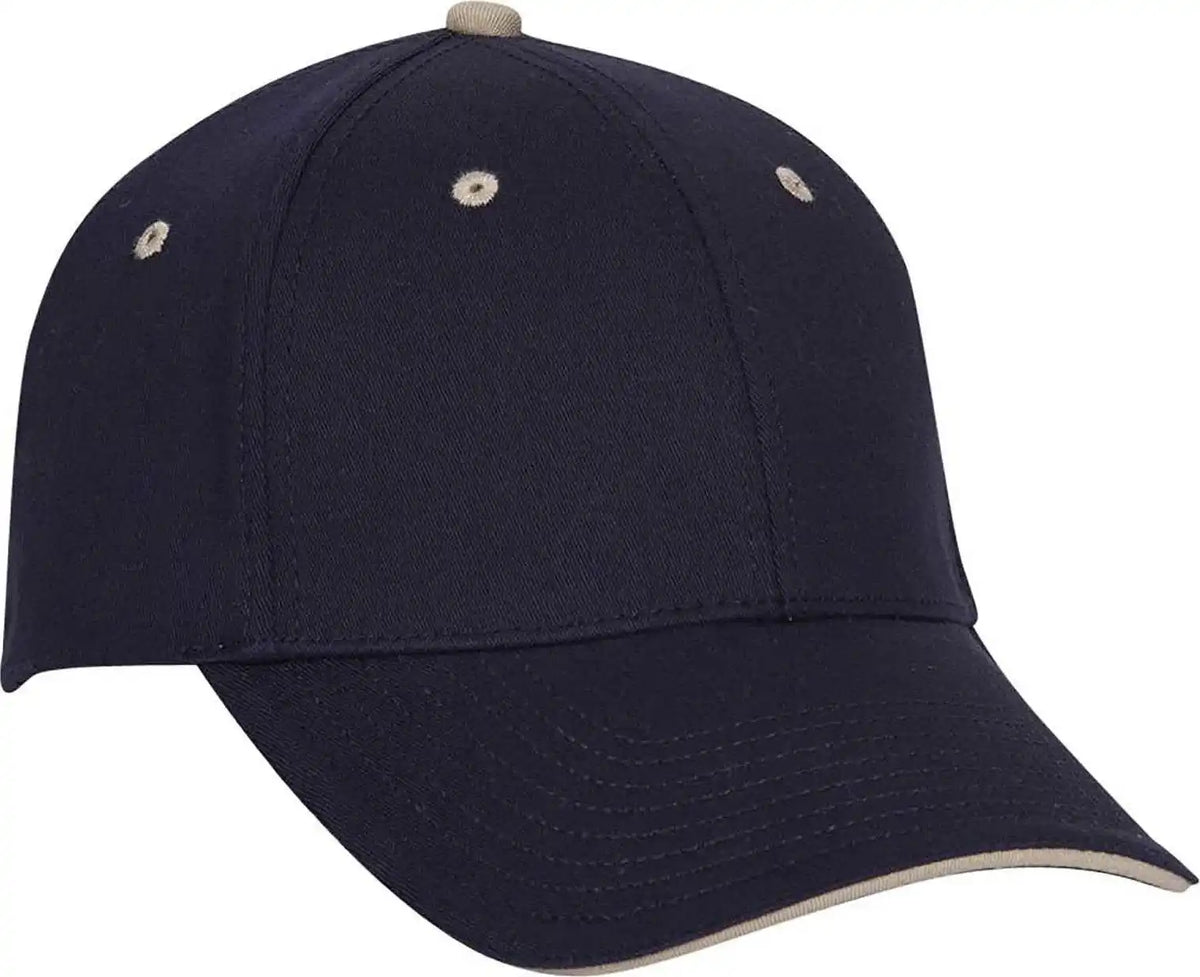 Otto 12-267 Stretchable Deluxe Brushed Cotton Twill Sandwich Visor Low Profile Pro Style Cap (s/m) - Navy Khaki - S/m