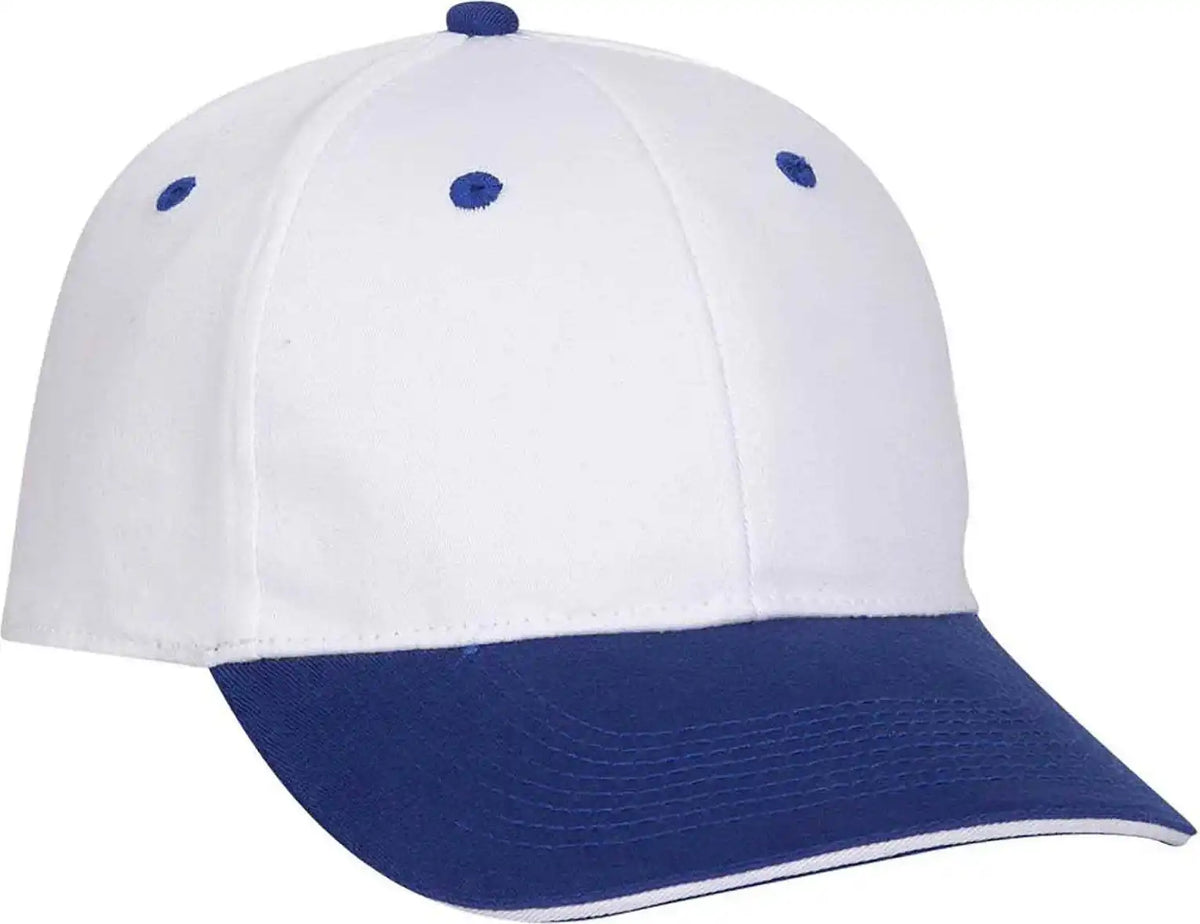 Otto 12-267 Stretchable Deluxe Brushed Cotton Twill Sandwich Visor Low Profile Pro Style Cap (s/m) - Royal White - S/m