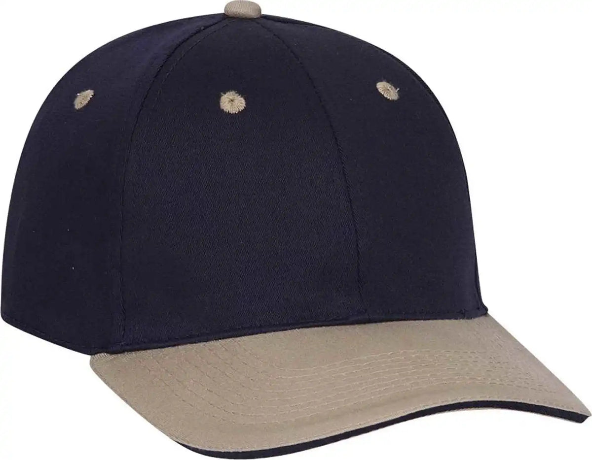 Otto 12-267 Stretchable Deluxe Brushed Cotton Twill Sandwich Visor Low Profile Pro Style Cap (s/m) - Khaki Navy - S/m