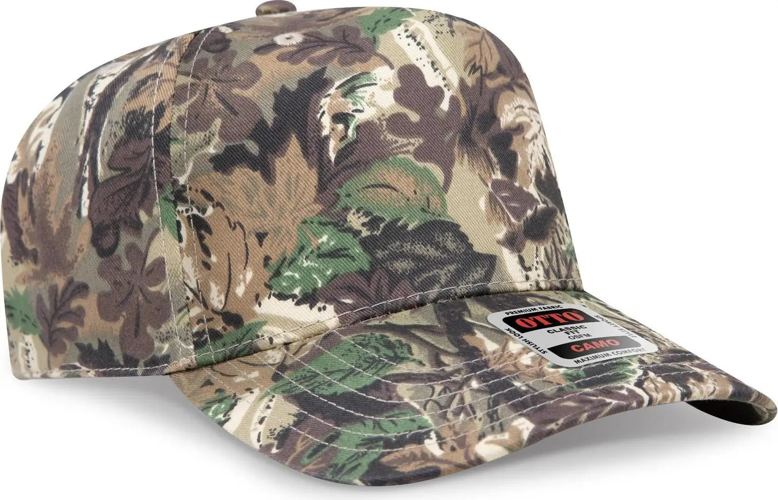 Otto 120-838 Camouflage 5 Panel Mid Profile Baseball Cap - Lt.lod/brn/kly - 6 1/2’’ - 7 5/8’’