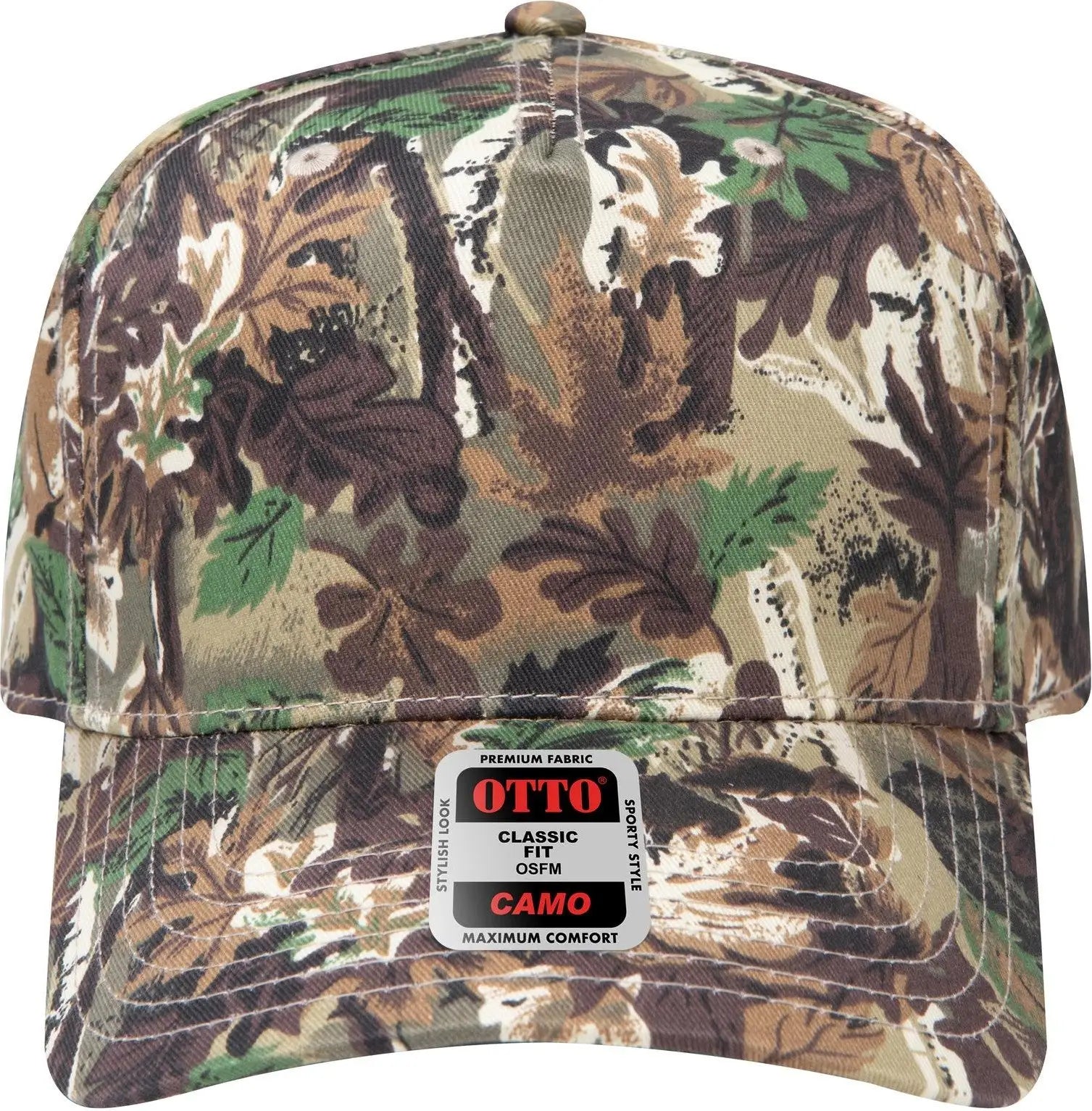 Otto 120-838 Camouflage 5 Panel Mid Profile Baseball Cap - Lt.lod/brn/kly - 6 1/2’’ - 7 5/8’’