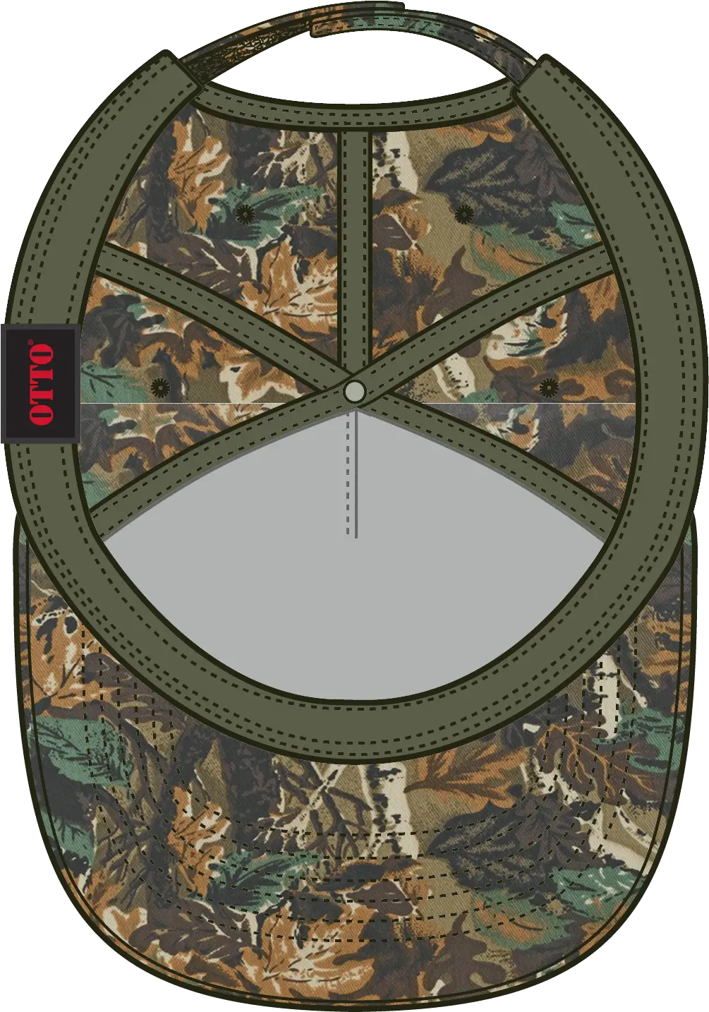 Otto 120-838 Camouflage 5 Panel Mid Profile Baseball Cap - Lt.lod/brn/kly - 6 1/2’’ - 7 5/8’’