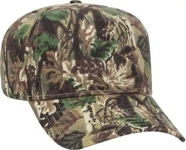 Otto 120 838 Camouflage 5 Panel Mid Profile Style Cap Light Loden Brown Kelly Olive / one Size Fits Most