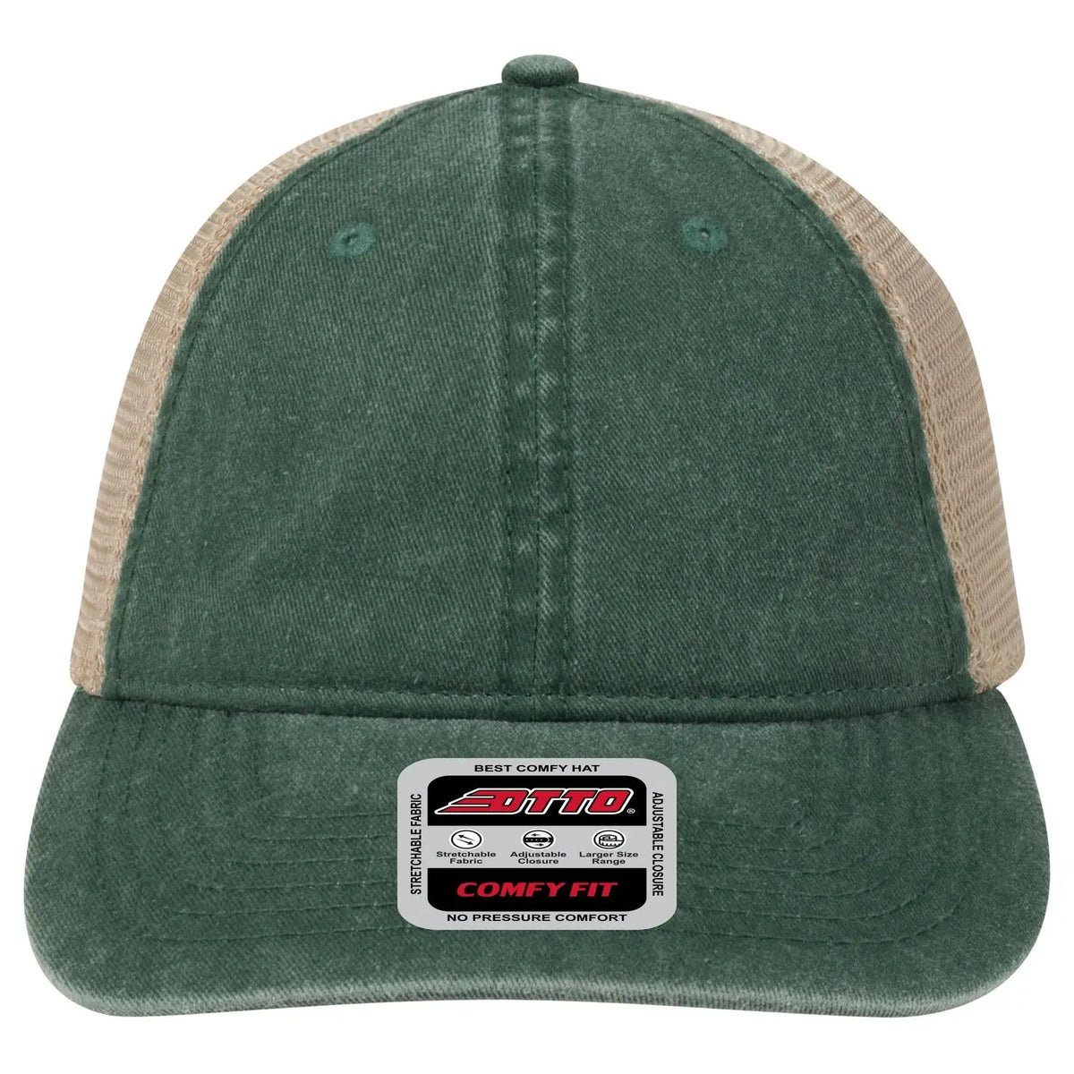 Otto 121-1202 ?Otto Comfy Fit’ 6 Panel Low Profile Mesh Back Trucker Cap - Dk.grn/dk.grn/kha - 7 3/8’’ - 5/8’’