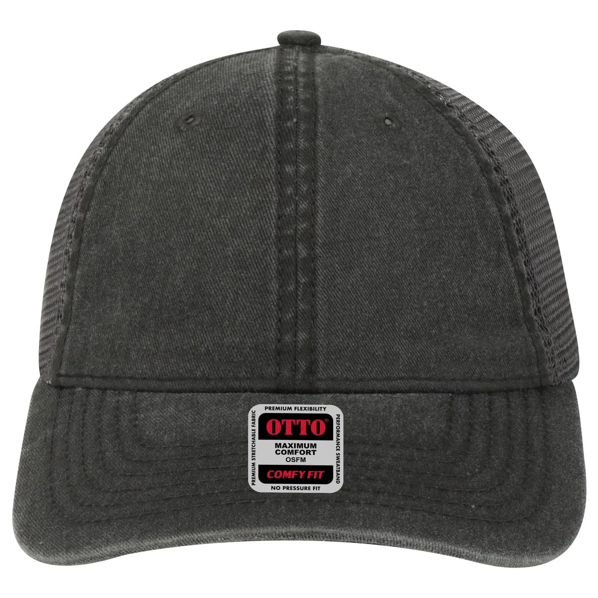 Otto 121-1202 ?Otto Comfy Fit’ 6 Panel Low Profile Mesh Back Trucker Cap - Blk/blk/ch.gry - 7 3/8’’ - 5/8’’