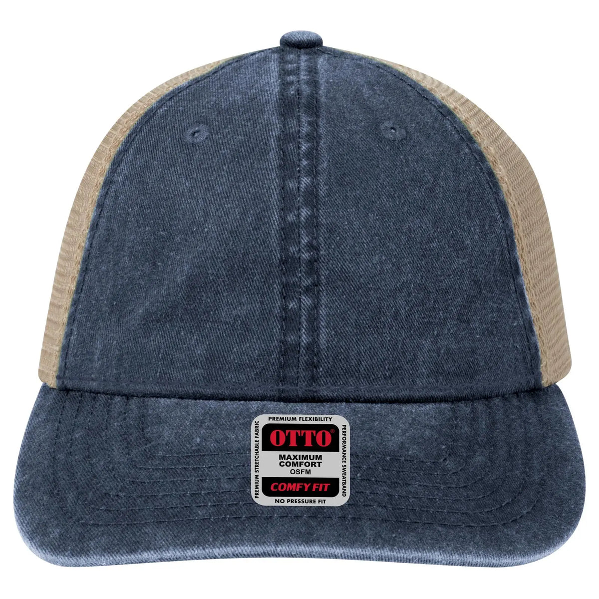 Otto 121-1202 ?Otto Comfy Fit’ 6 Panel Low Profile Mesh Back Trucker Cap - Nvy/nvy/kha - 7 3/8’’ - 5/8’’