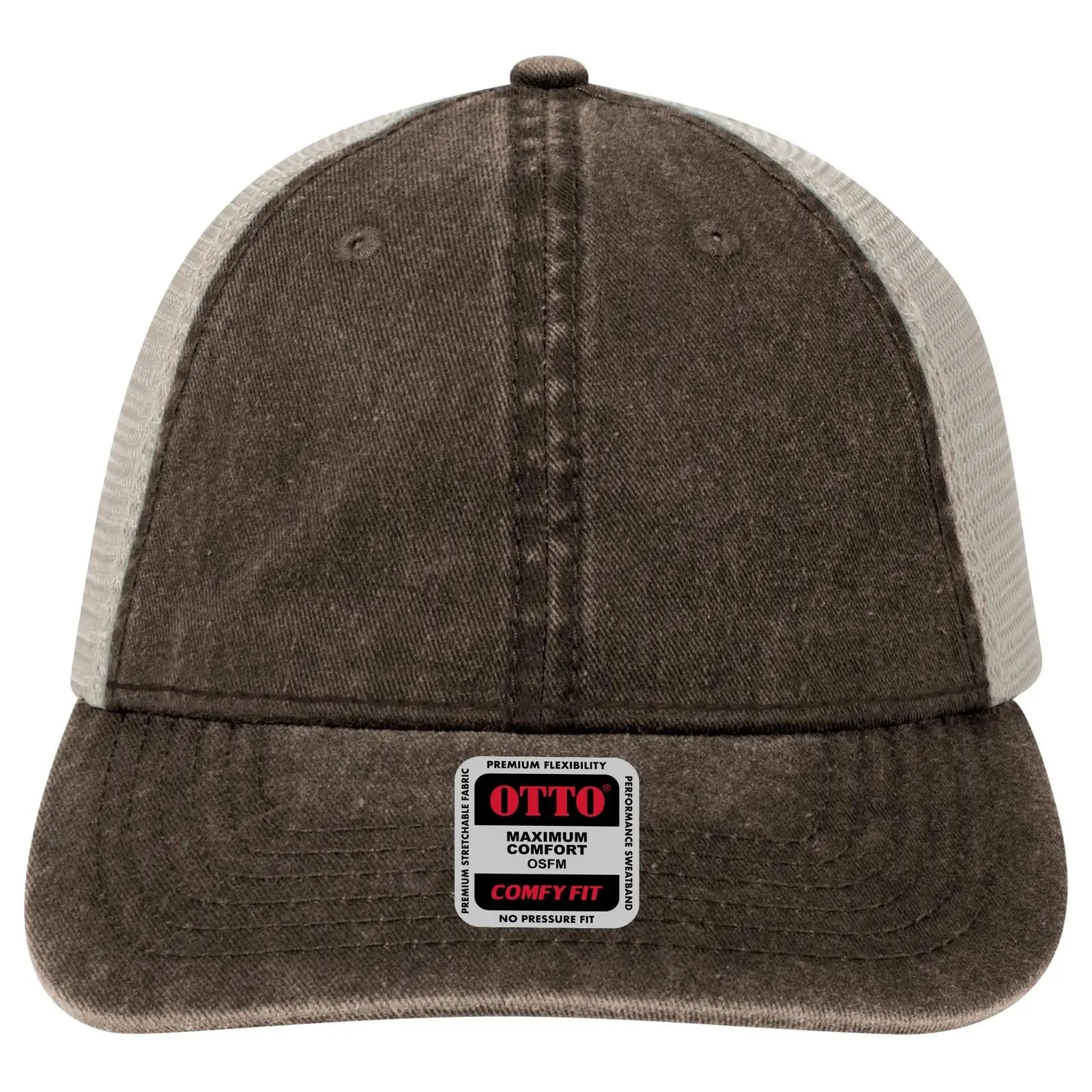 Otto 121-1202 ?Otto Comfy Fit’ 6 Panel Low Profile Mesh Back Trucker Cap - Dk.brn/dk.brn/kha - 7 3/8’’ - 5/8’’