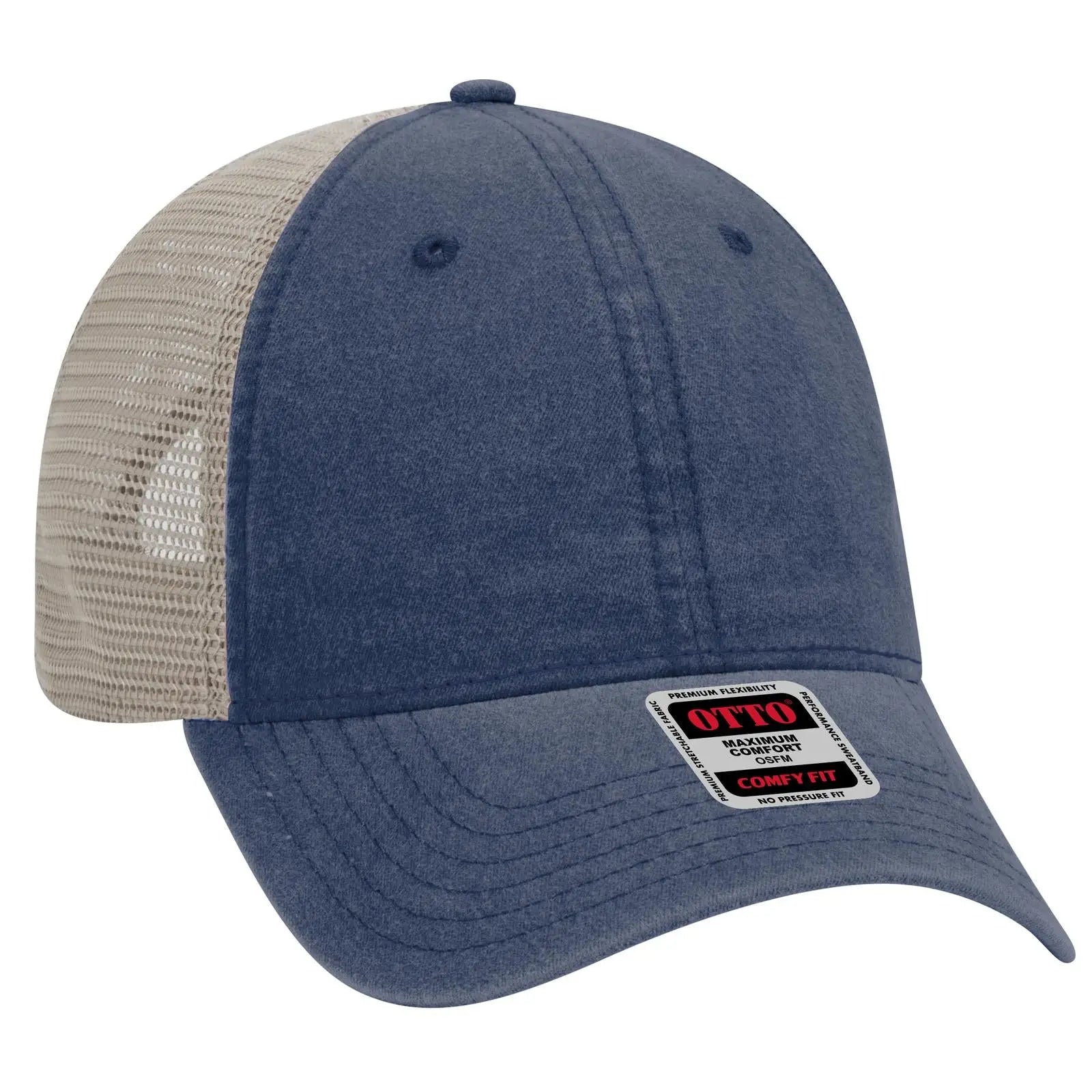 Otto 121-1202 ?Otto Comfy Fit’ 6 Panel Low Profile Mesh Back Trucker Cap - Nvy/nvy/kha - 7 3/8’’ - 5/8’’