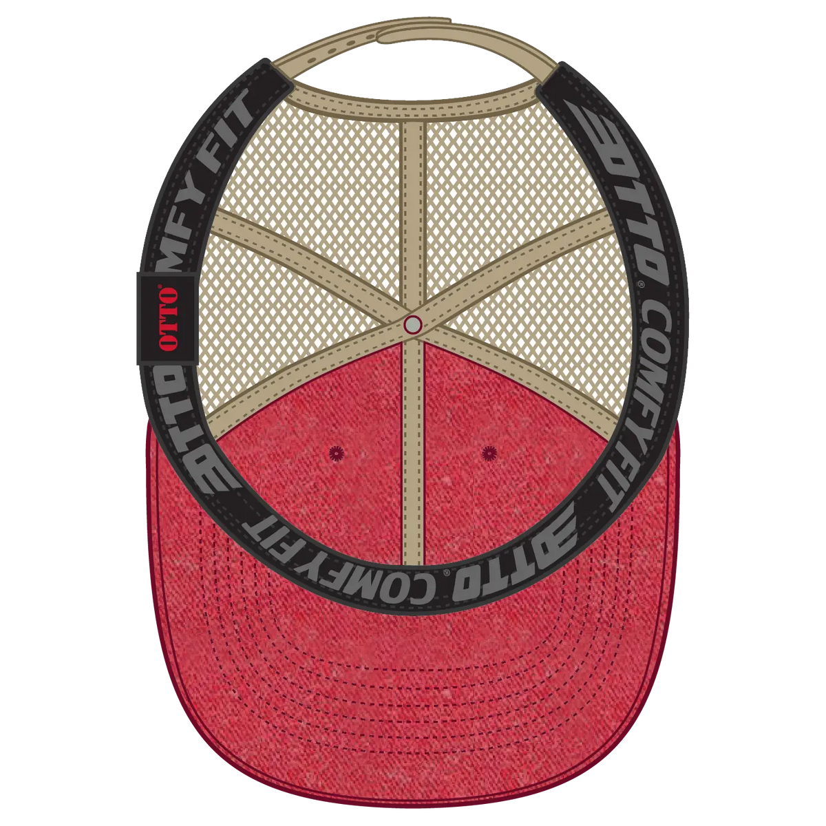 Otto 121-1202 ?Otto Comfy Fit’ 6 Panel Low Profile Mesh Back Trucker Cap - Red/red/kha - 7 3/8’’ - 5/8’’
