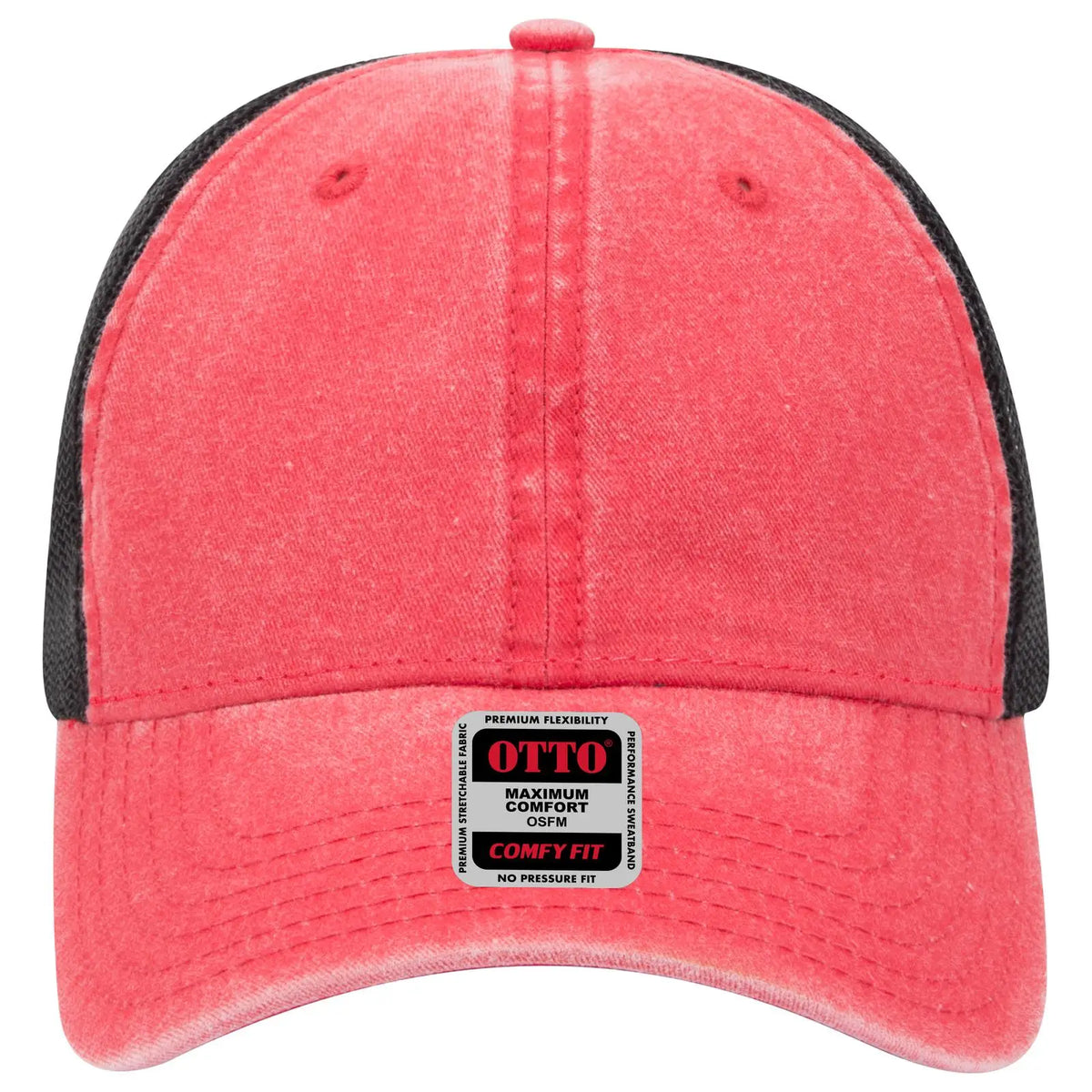 Otto 121-1202 ?Otto Comfy Fit’ 6 Panel Low Profile Mesh Back Trucker Cap - Red/red/blk - 7 3/8’’ - 5/8’’