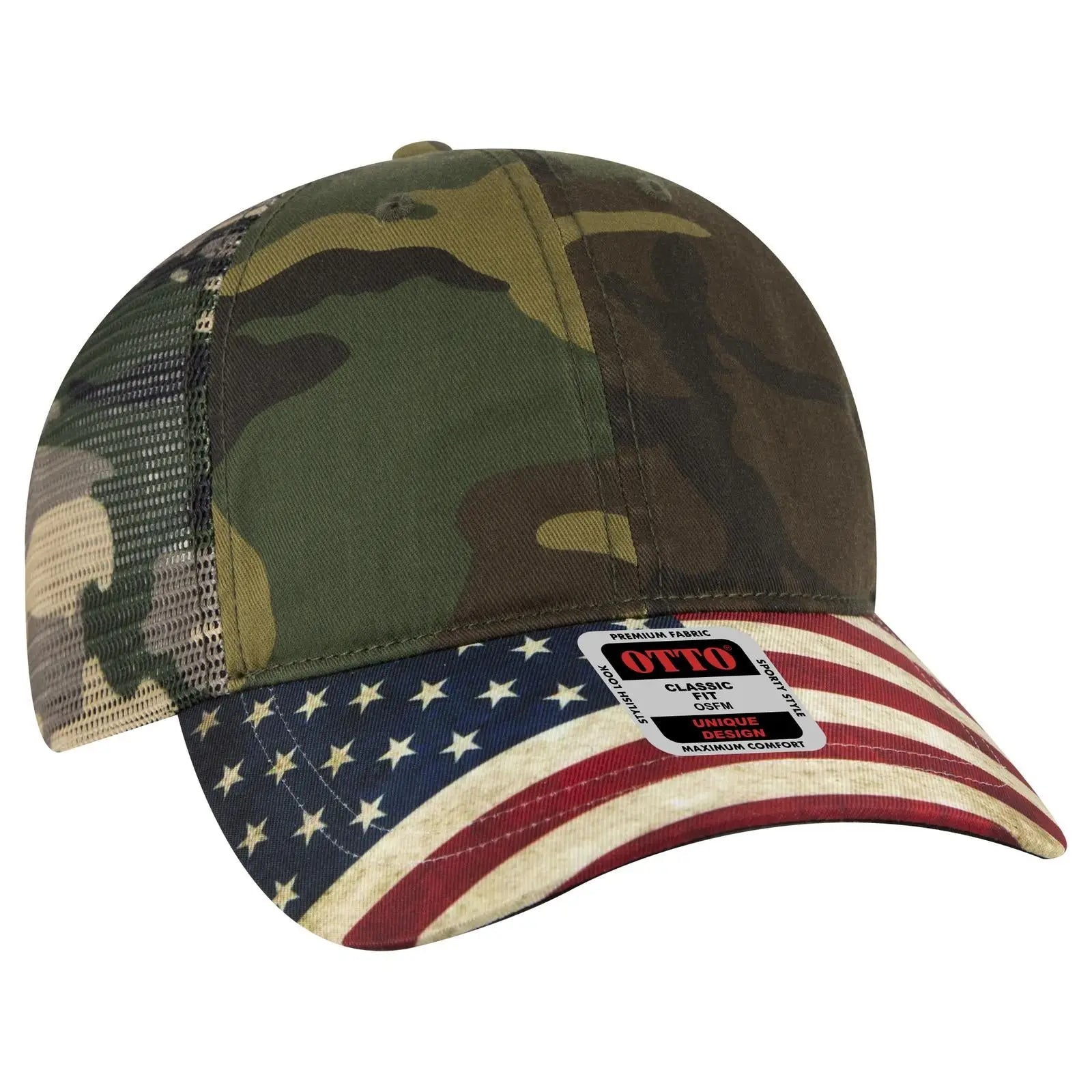 Otto 121-1281 6 Panel Low Profile Mesh Back Trucker Dad Cap - Dk.grn/brn - 7 3/8’’ - 5/8’’