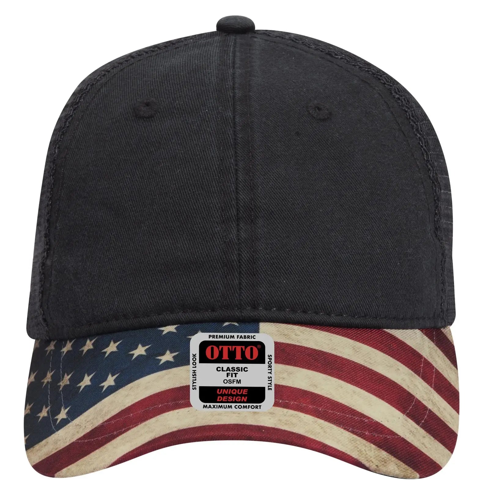 Otto 121-1281 6 Panel Low Profile Mesh Back Trucker Dad Cap - Black