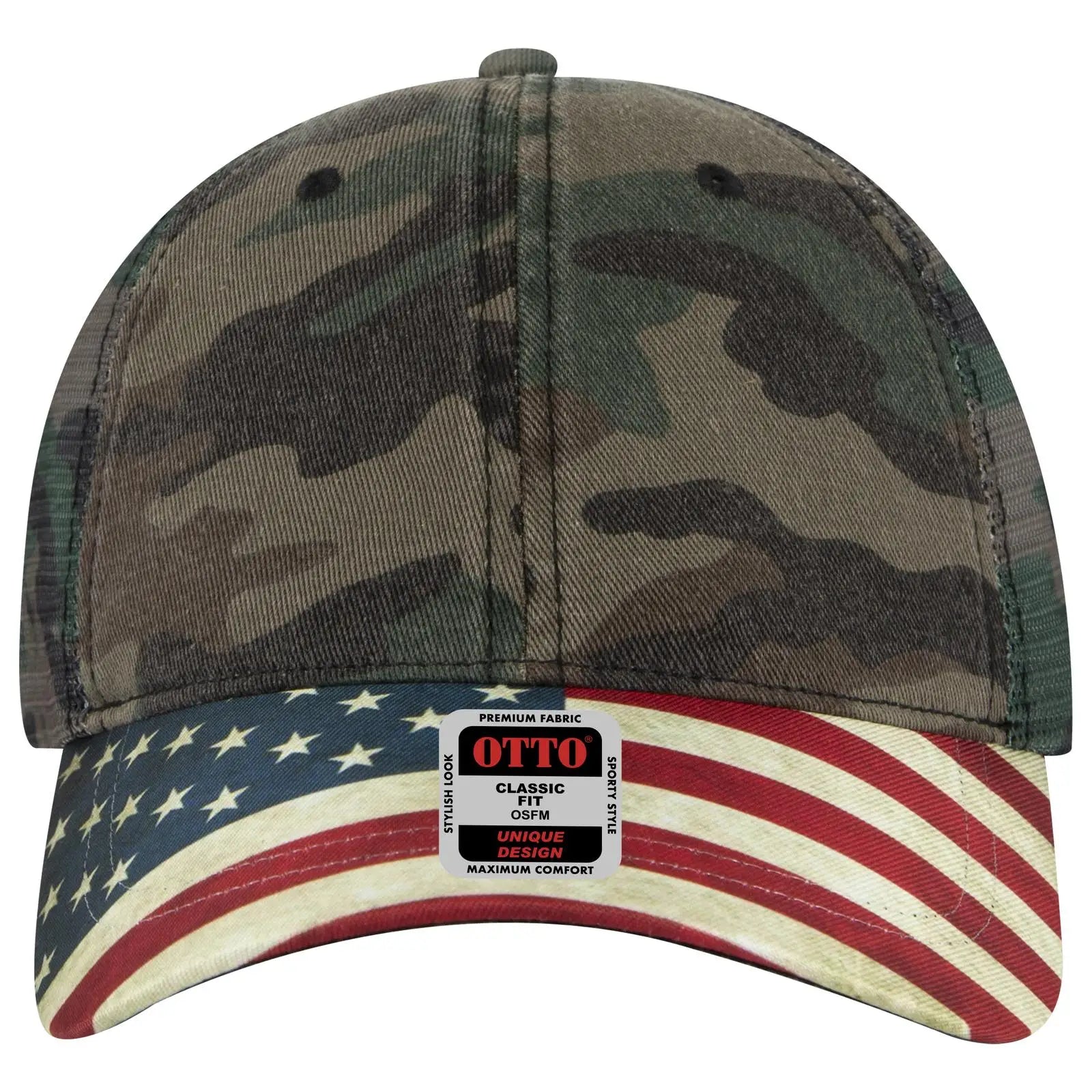 Otto 121-1281 6 Panel Low Profile Mesh Back Trucker Dad Cap - Camo 004 - 7 3/8’’ - 5/8’’