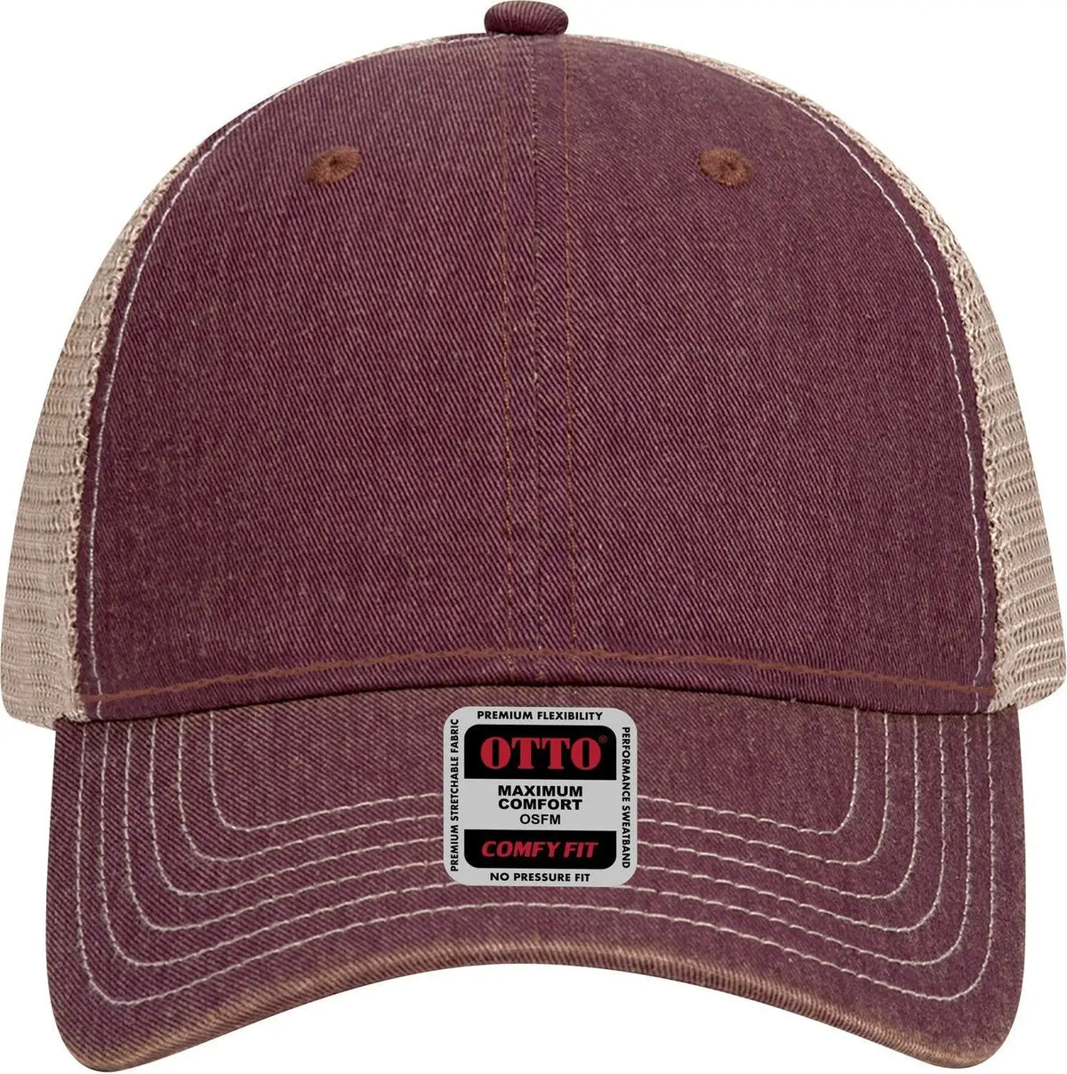 Otto 121-1297 6 Panel Low Profile Mesh Back Trucker Dad Cap - Marn/marn/kha - 1/2’’ - 7 5/8’’