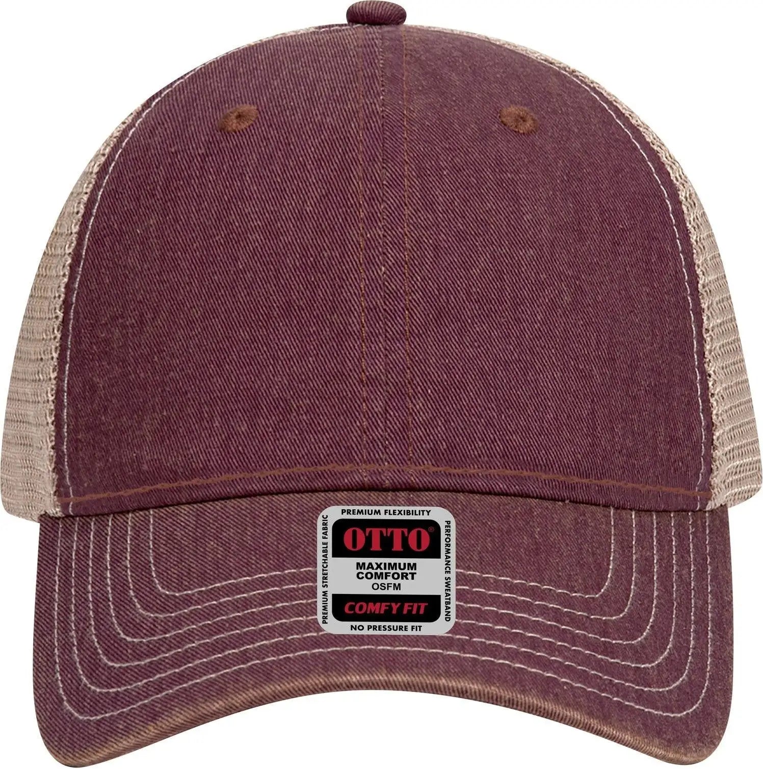 Otto 121-1297 6 Panel Low Profile Mesh Back Trucker Dad Cap - Marn/marn/kha - 1/2’’ - 7 5/8’’
