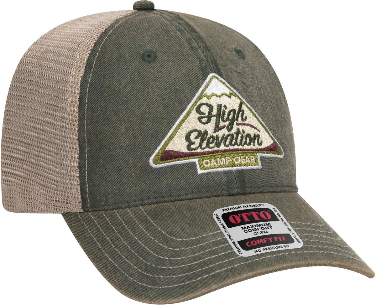Otto 121-1297 6 Panel Low Profile Mesh Back Trucker Dad Cap - Dk.grn/dk.grn/kha - 1/2’’ - 7 5/8’’
