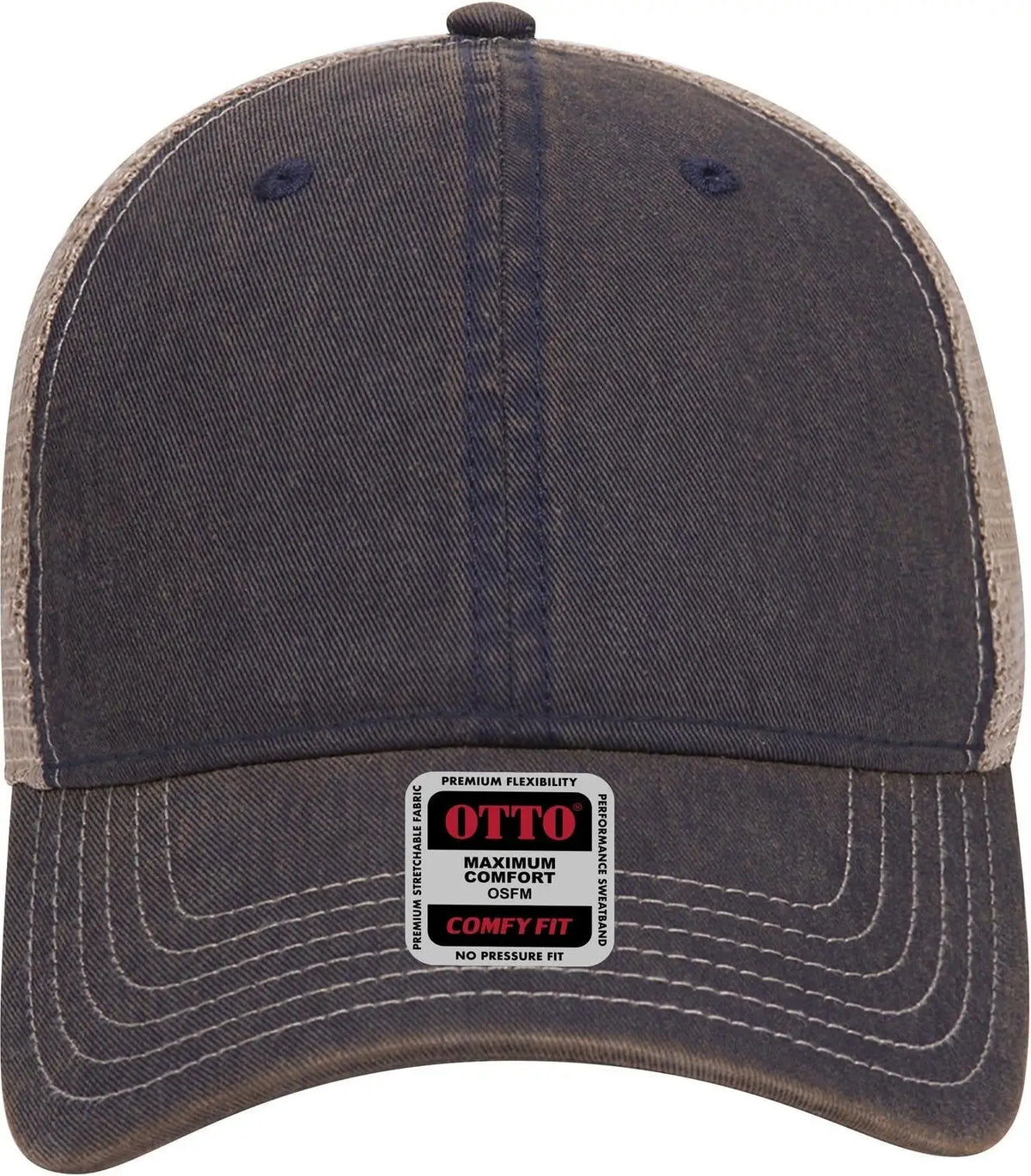 Otto 121-1297 6 Panel Low Profile Mesh Back Trucker Dad Cap - Nvy/nvy/kha - 1/2’’ - 7 5/8’’
