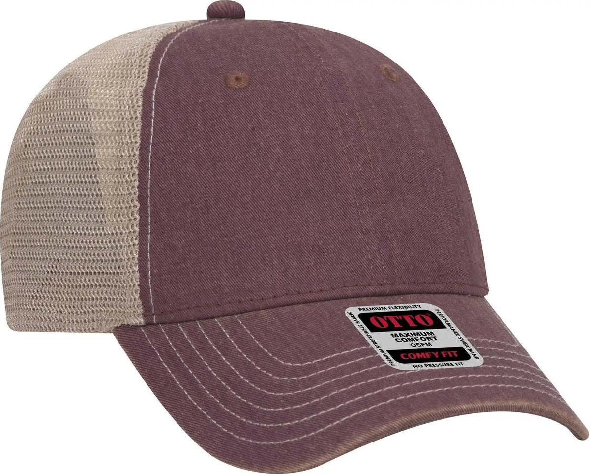 Otto 121-1297 6 Panel Low Profile Mesh Back Trucker Dad Cap - Marn/marn/kha - 1/2’’ - 7 5/8’’