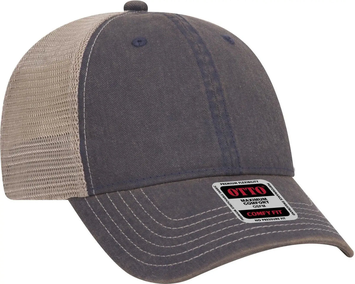 Otto 121-1297 6 Panel Low Profile Mesh Back Trucker Dad Cap - Nvy/nvy/kha - 1/2’’ - 7 5/8’’