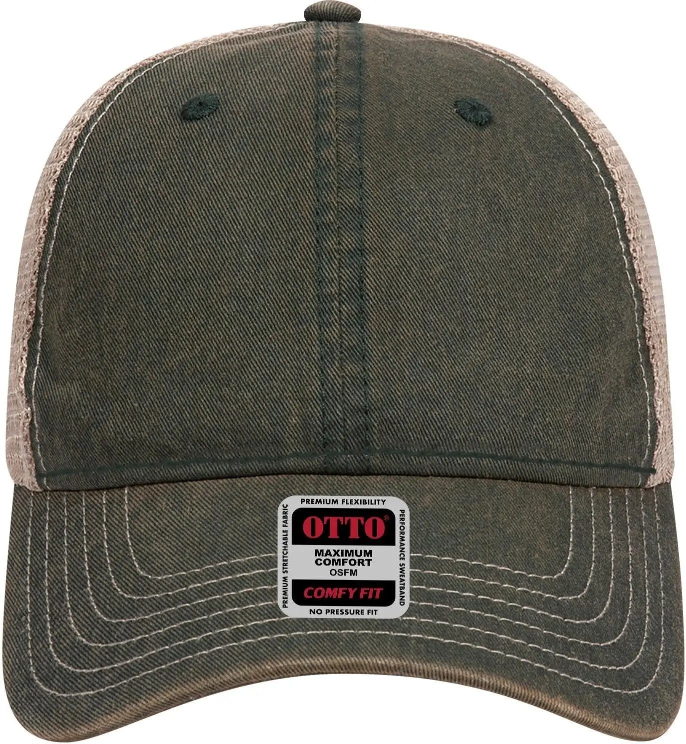 Otto 121-1297 6 Panel Low Profile Mesh Back Trucker Dad Cap - Dk.grn/dk.grn/kha - 1/2’’ - 7 5/8’’